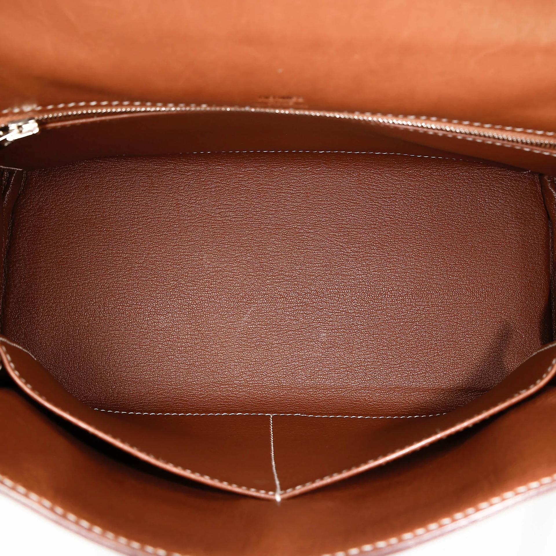 Good ( Rank AB) HERMÈS Limited Edition Kelly 28 Fauve (34) Gold (37) Barenia Palladium hardware Square O (2011) - 44