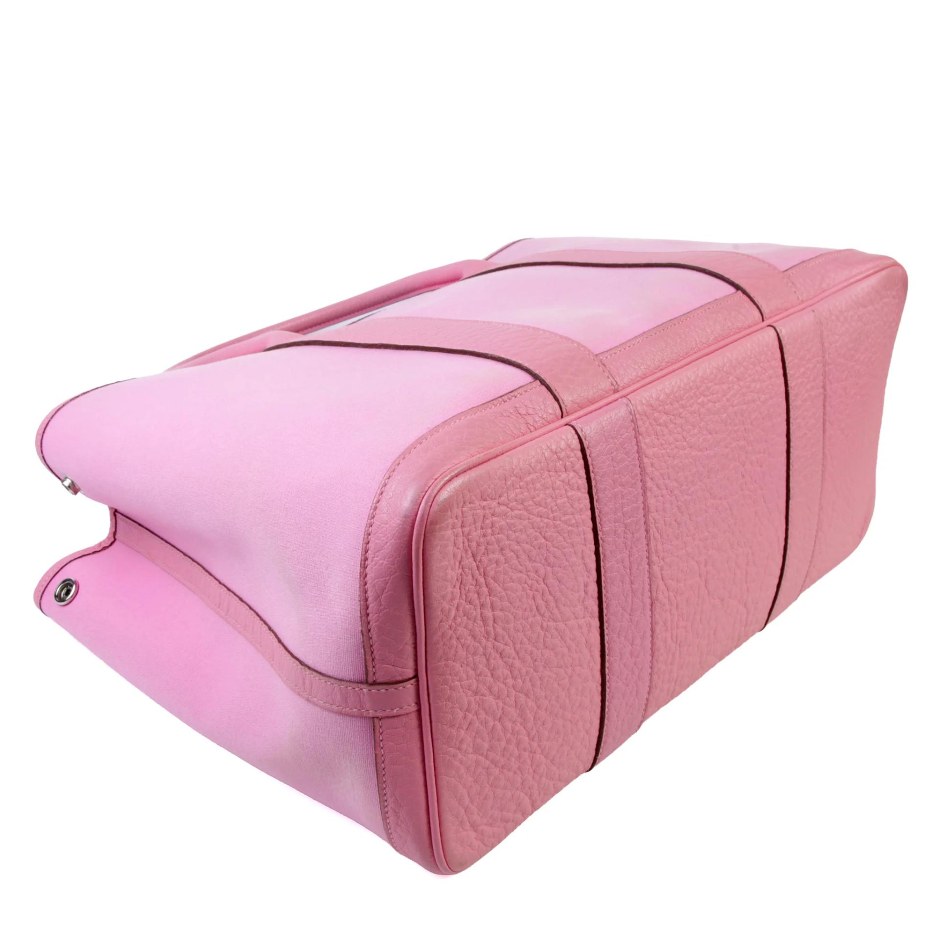 Good ( Rank AB) HERMÈS Garden Party PM Pink Negonda Canvas Palladium hardware Square N (2010) - 7