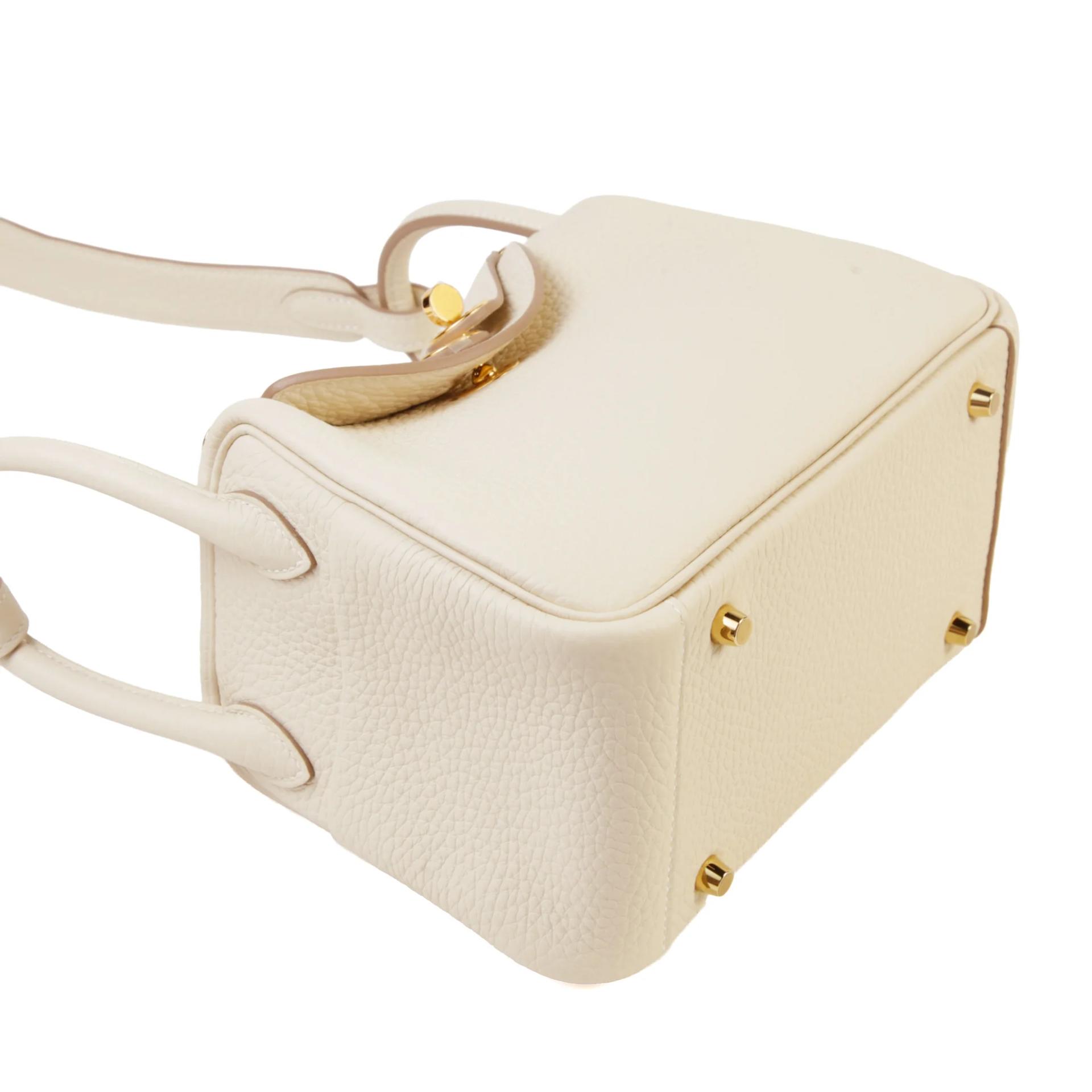 Brand New ( Rank N ) HERMÈS Mini Lindy II Craie (10) Clemence Gold hardware G (2026) - 4