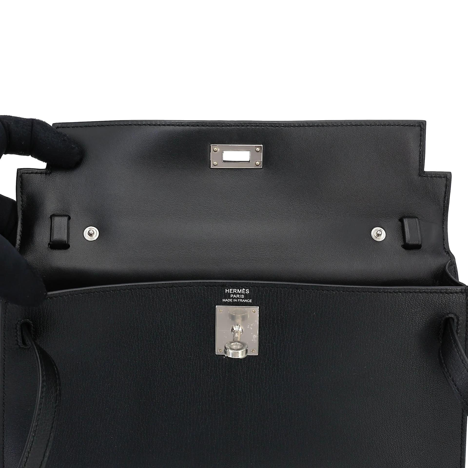 SA超美品 HERMÈS 愛馬仕 Kelly Elan 89 黑色 Noir (Black) Chamkila皮 銀扣 W刻 2024年 - 15