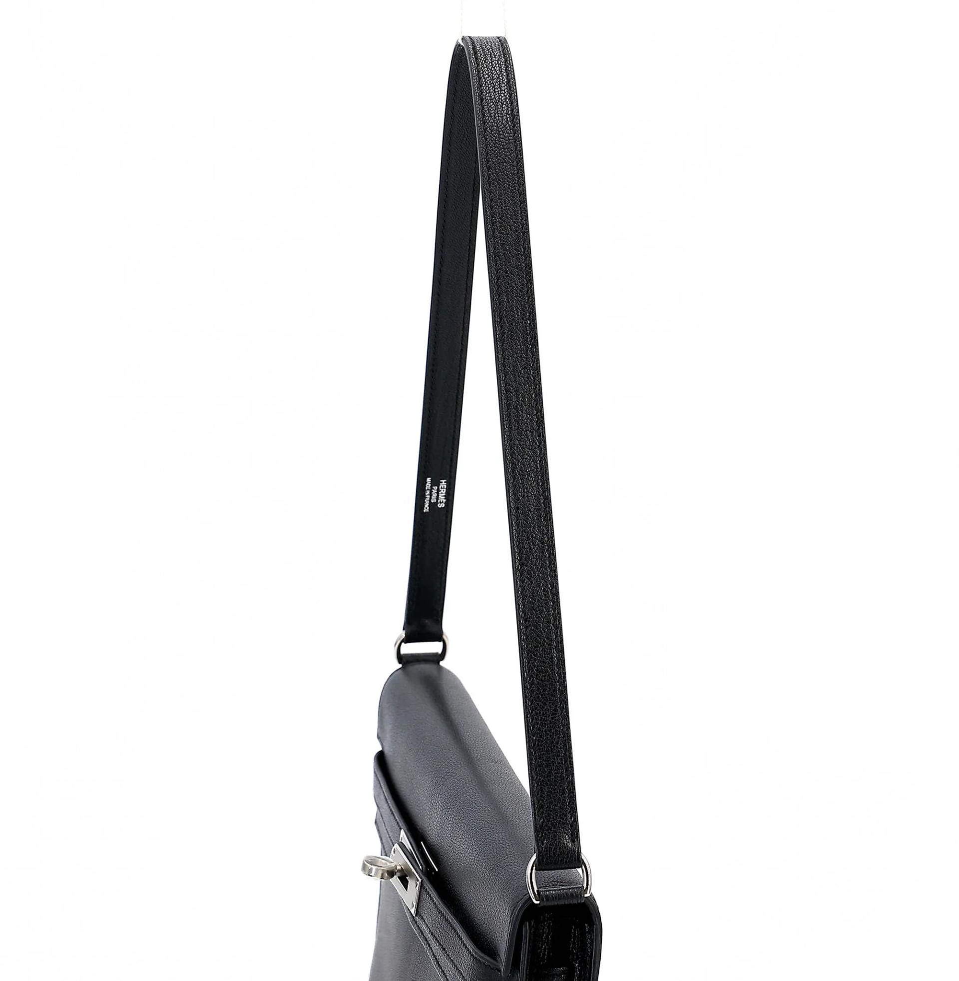 SA超美品 HERMÈS 愛馬仕 Kelly Elan 89 黑色 Noir (Black) Chamkila皮 銀扣 W刻 2024年 - 3