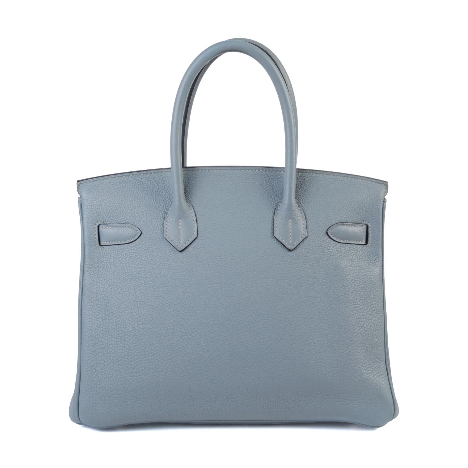 Very Good ( Rank A) HERMÈS Birkin 30 Bleu Lin (J7) Togo Palladium hardware Square N (2010) - 2