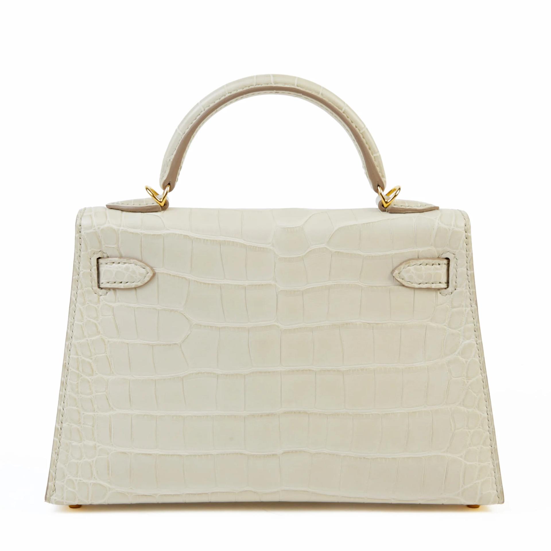 Unused ( Rank NS ) HERMÈS Mini Kelly II Beton (8L) Matte Alligator Gold hardware U (2022) - 2