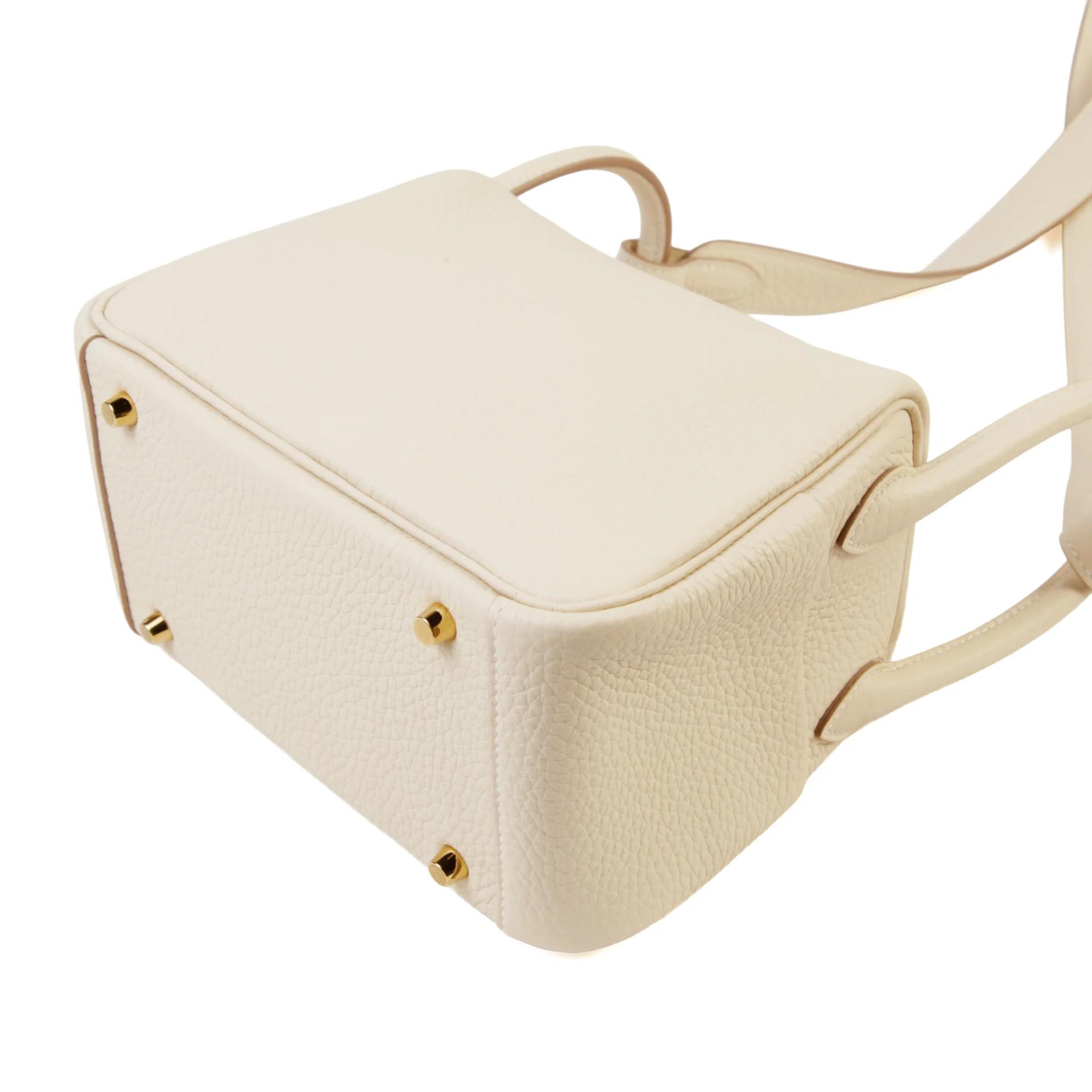 Brand New ( Rank N ) HERMÈS Mini Lindy II Craie (10) Clemence Gold hardware G (2026) - 7
