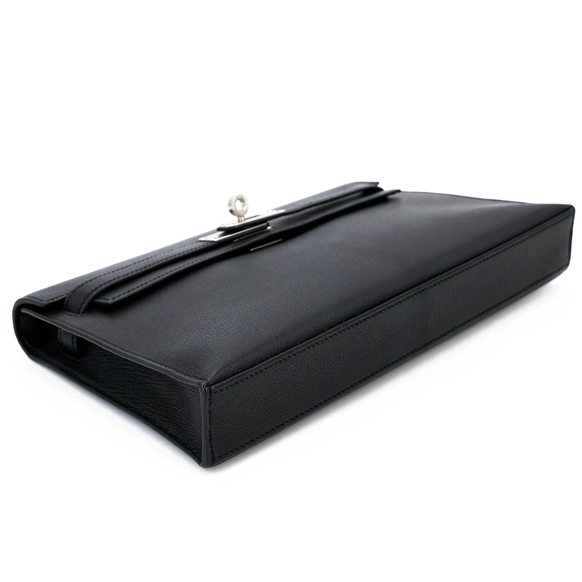 SA超美品 HERMÈS 愛馬仕 Kelly Elan 89 黑色 Noir (Black) Chamkila皮 銀扣 W刻 2024年 - 5