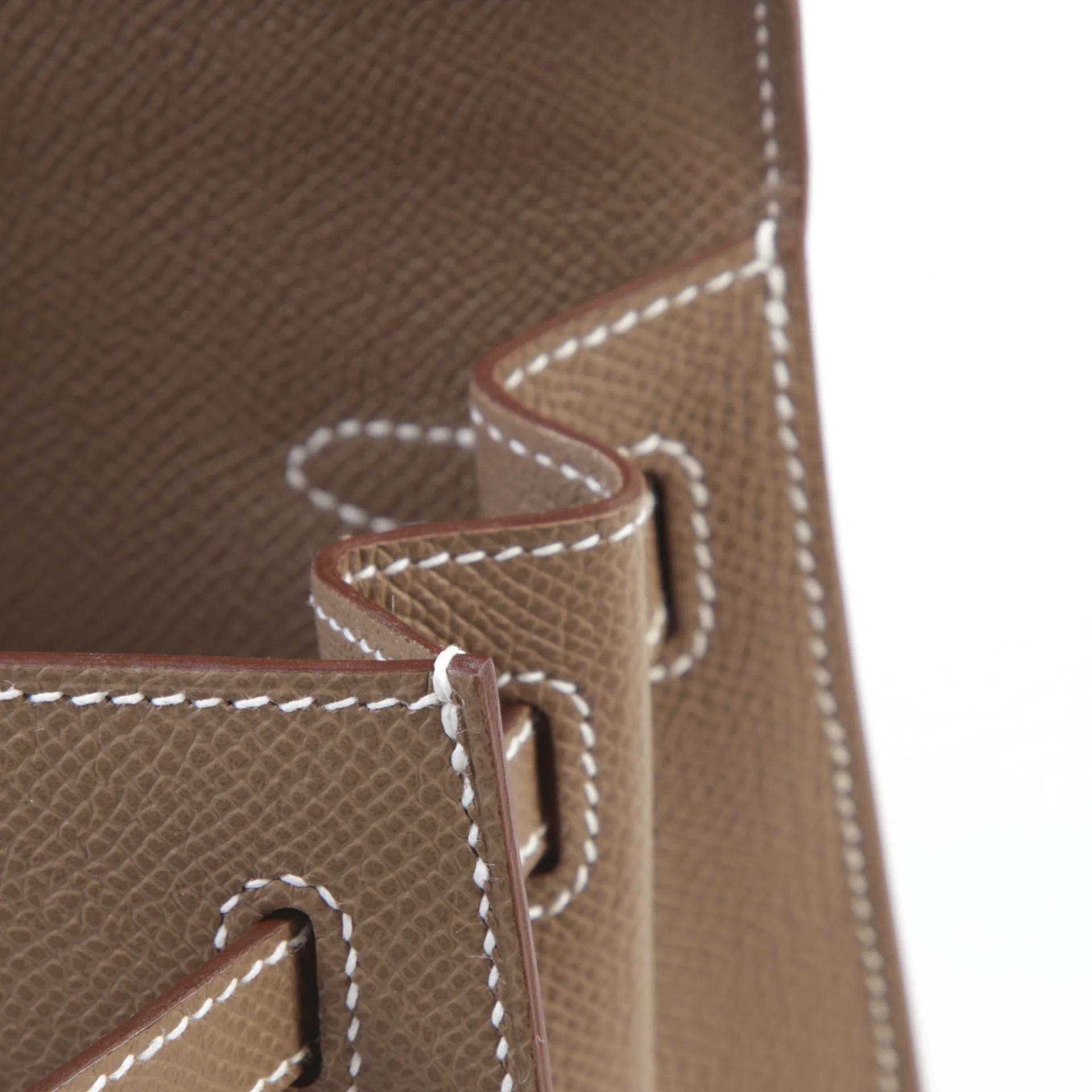 Brand New ( Rank N ) HERMÈS Kelly 25 Sellier Etoupe (18) Epsom Palladium hardware K (2025) - 10