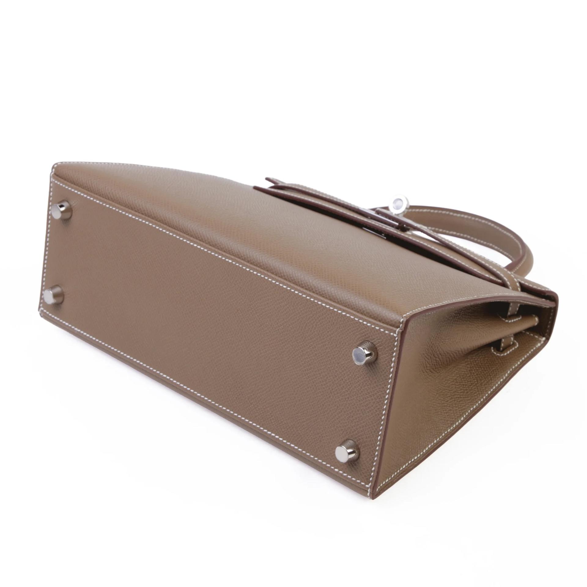 Brand New ( Rank N ) HERMÈS Kelly 25 Sellier Etoupe (18) Epsom Palladium hardware K (2025) - 5