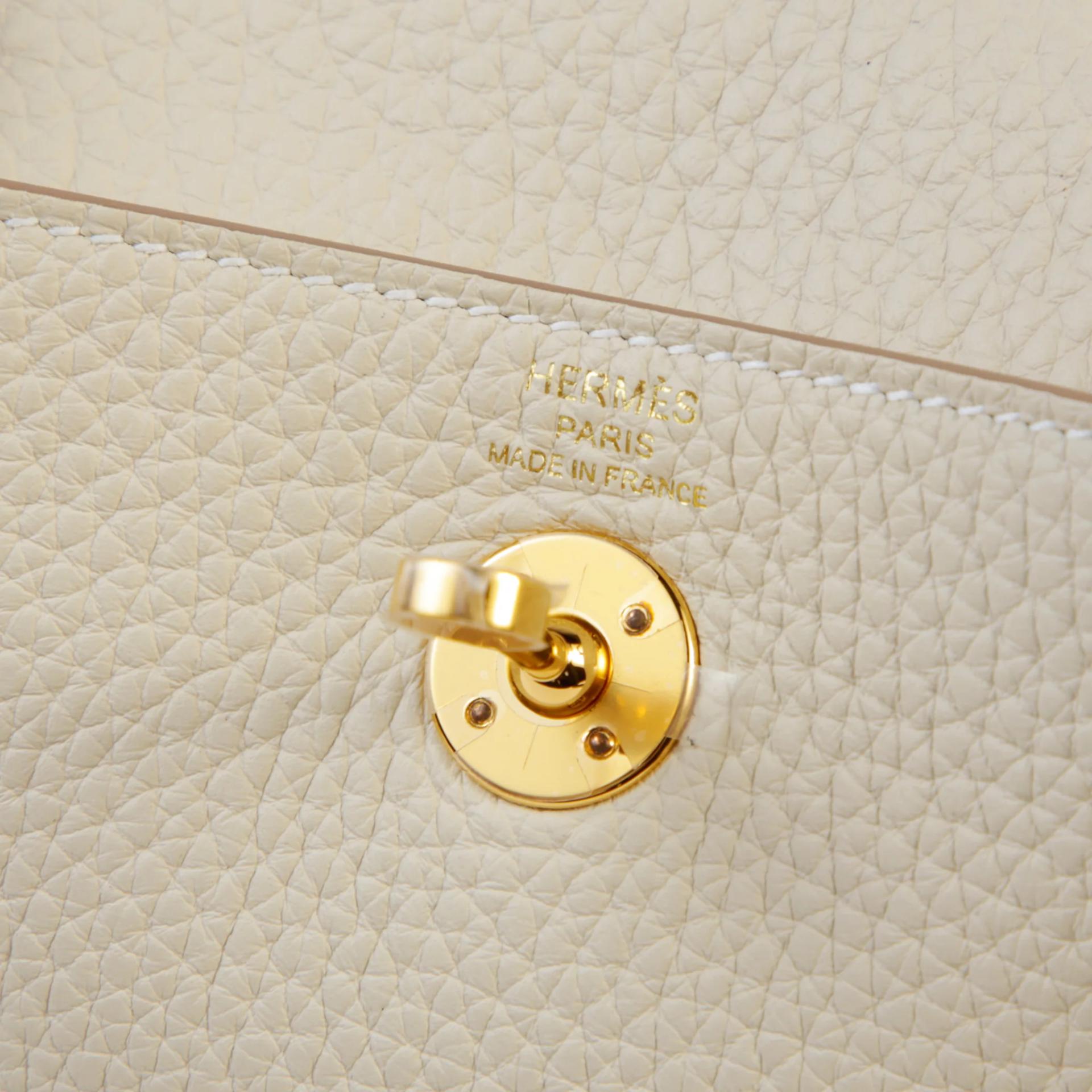 Brand New ( Rank N ) HERMÈS Mini Lindy II Craie (10) Clemence Gold hardware G (2026) - 9