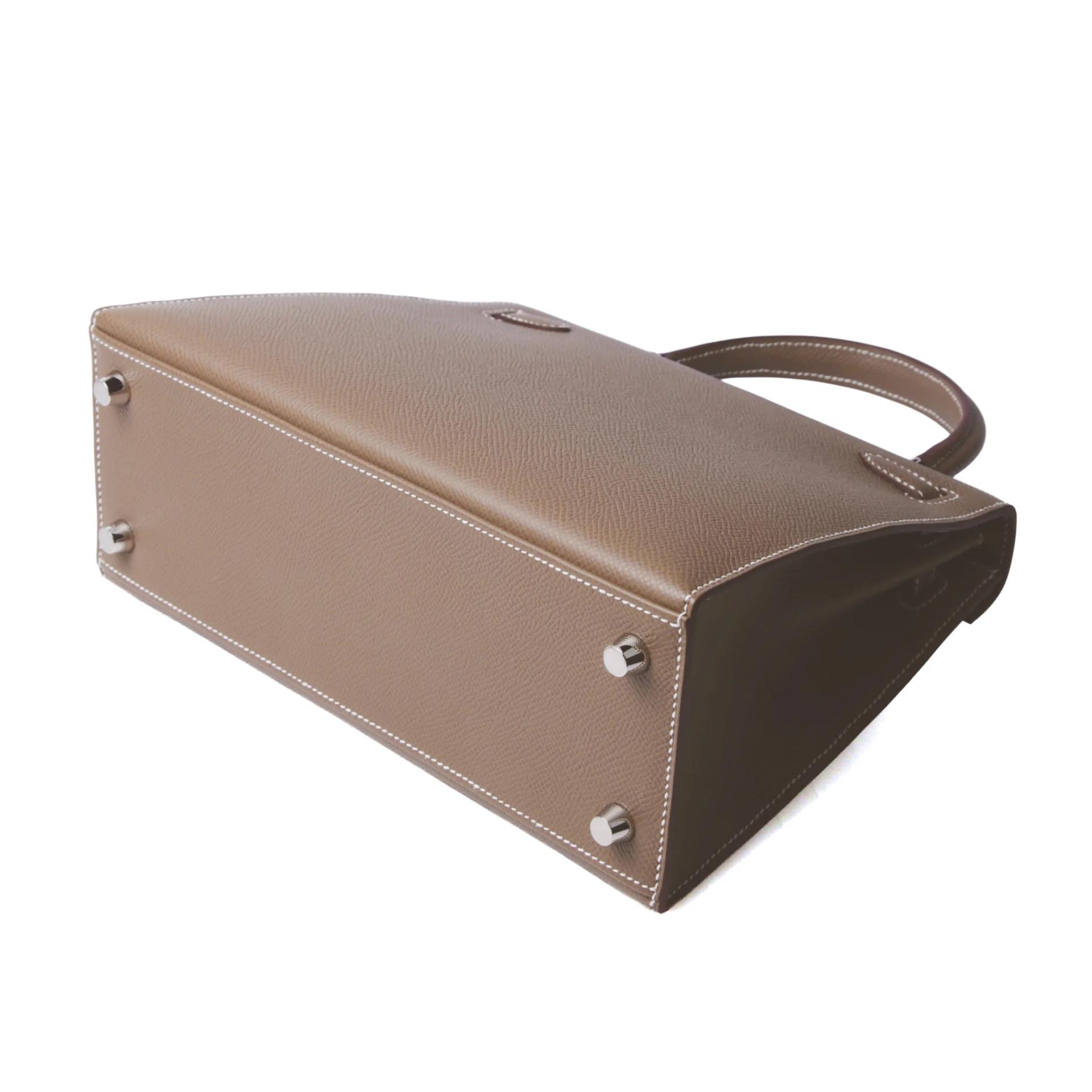 Brand New ( Rank N ) HERMÈS Kelly 25 Sellier Etoupe (18) Epsom Palladium hardware K (2025) - 7