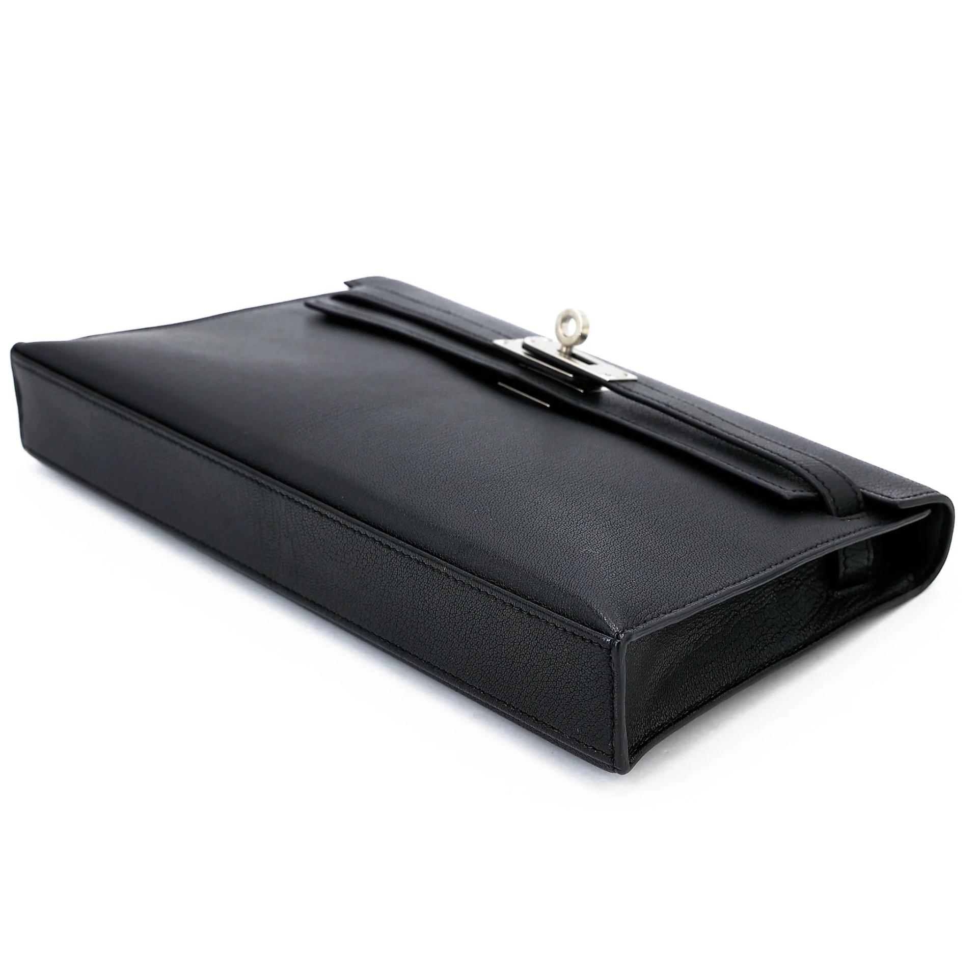 SA超美品 HERMÈS 愛馬仕 Kelly Elan 89 黑色 Noir (Black) Chamkila皮 銀扣 W刻 2024年 - 4