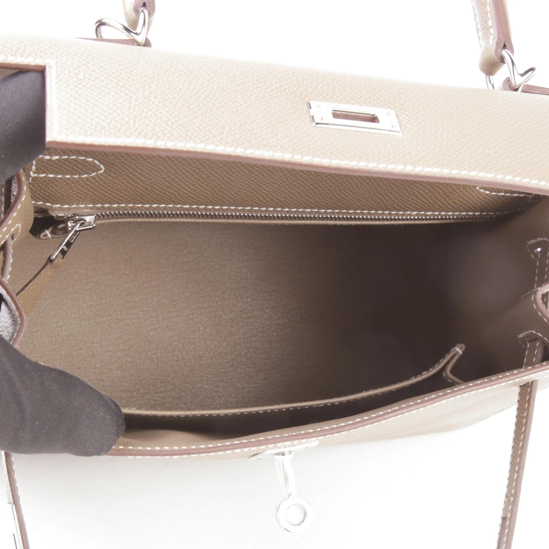 Brand New ( Rank N ) HERMÈS Kelly 25 Sellier Etoupe (18) Epsom Palladium hardware K (2025) - 12