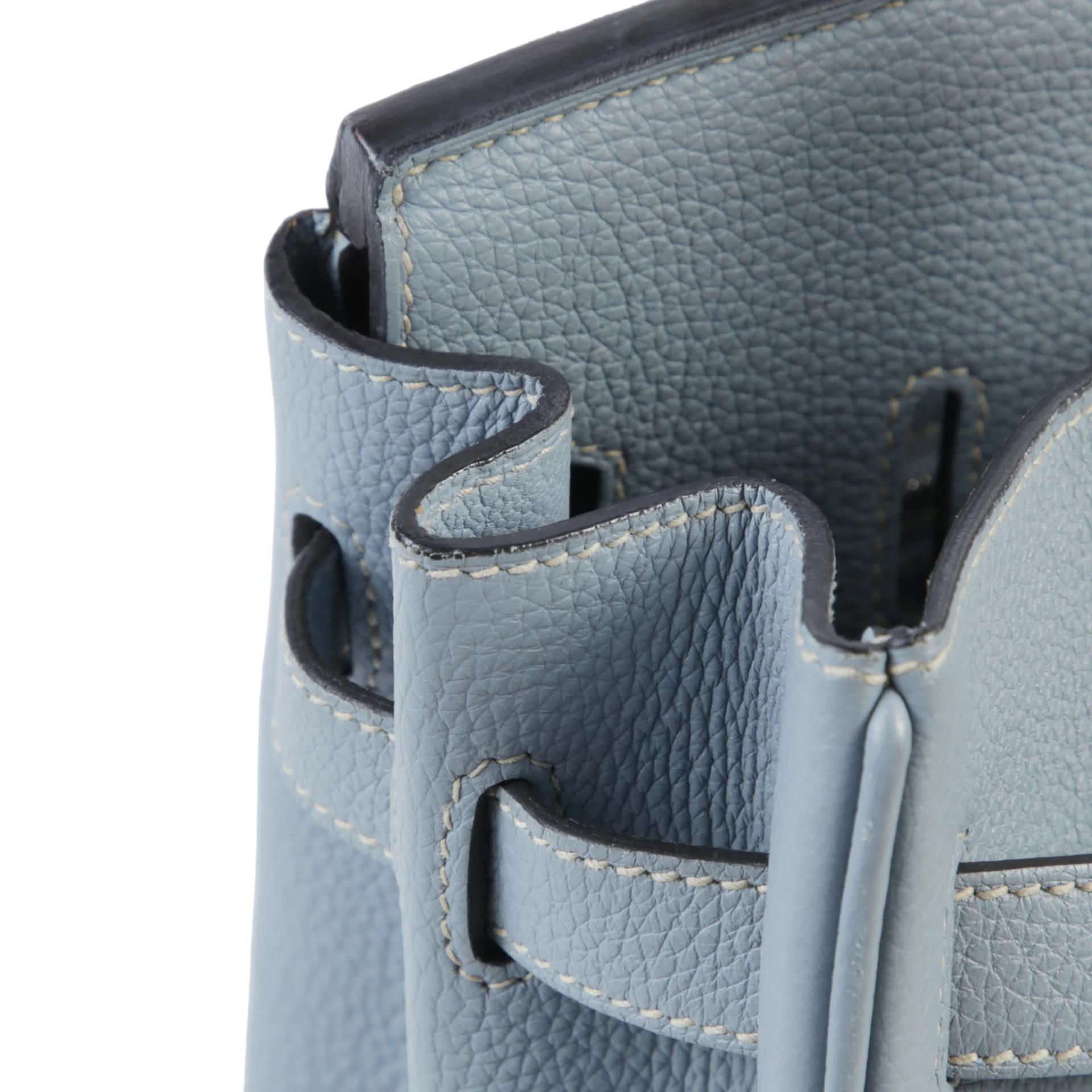 Very Good ( Rank A) HERMÈS Birkin 30 Bleu Lin (J7) Togo Palladium hardware Square N (2010) - 14