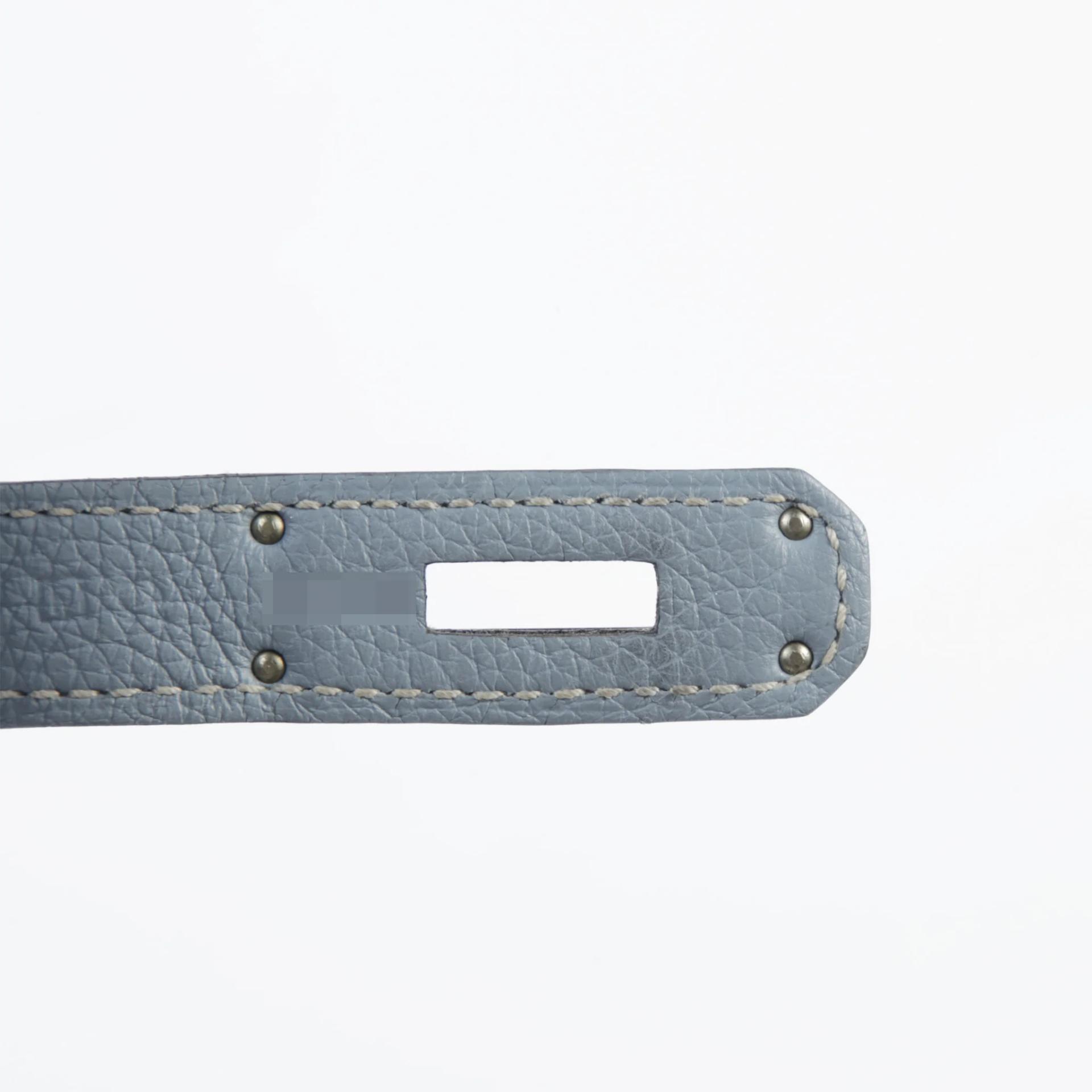 Very Good ( Rank A) HERMÈS Birkin 30 Bleu Lin (J7) Togo Palladium hardware Square N (2010) - 11