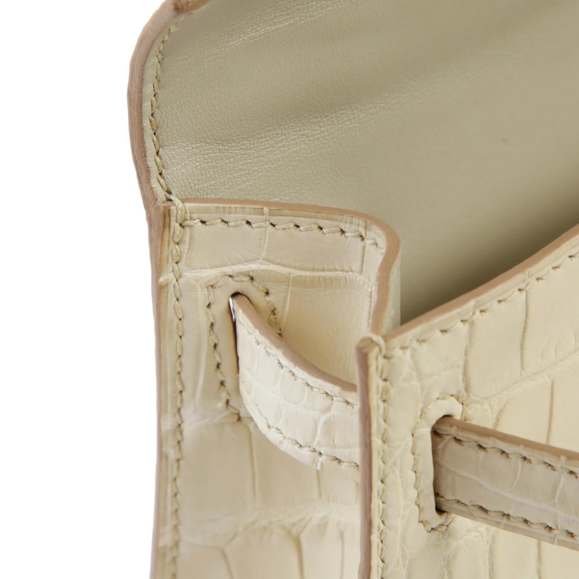 Unused ( Rank NS ) HERMÈS Mini Kelly II Beton (8L) Matte Alligator Gold hardware U (2022) - 12