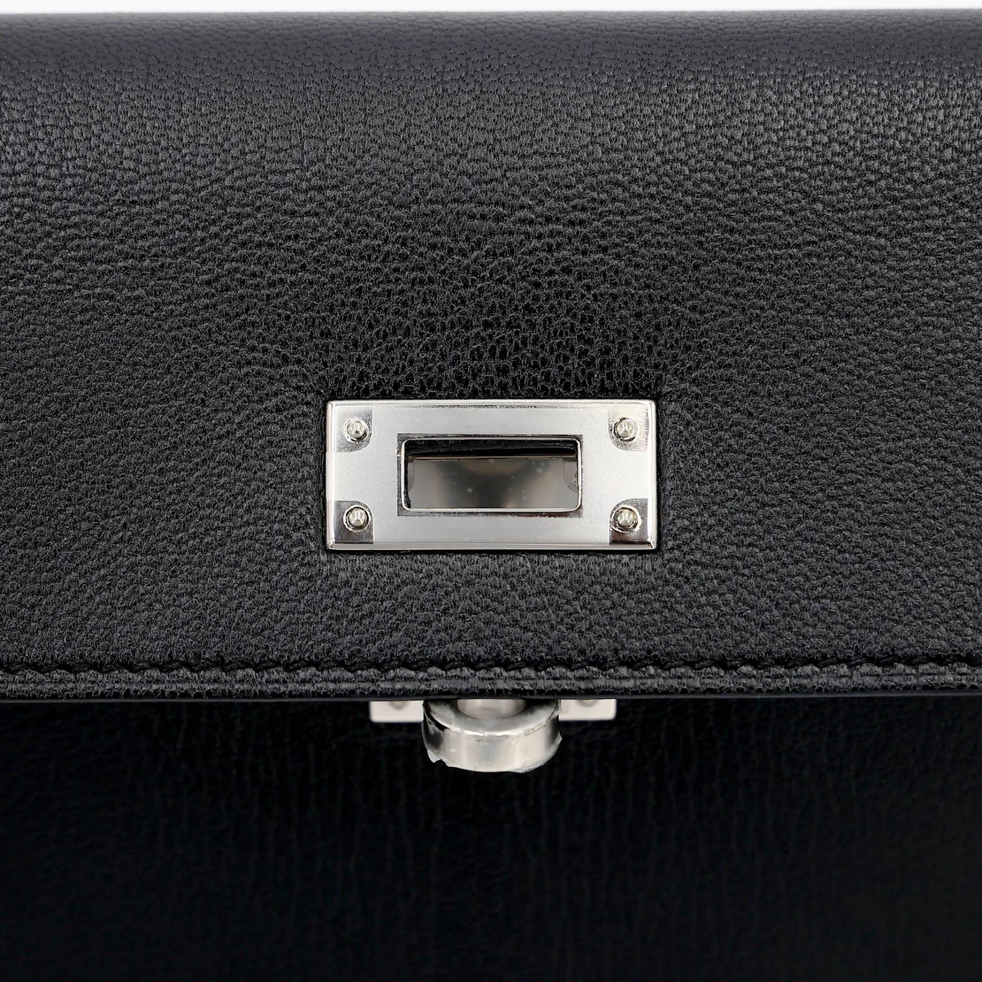 SA超美品 HERMÈS 愛馬仕 Kelly Elan 89 黑色 Noir (Black) Chamkila皮 銀扣 W刻 2024年 - 14
