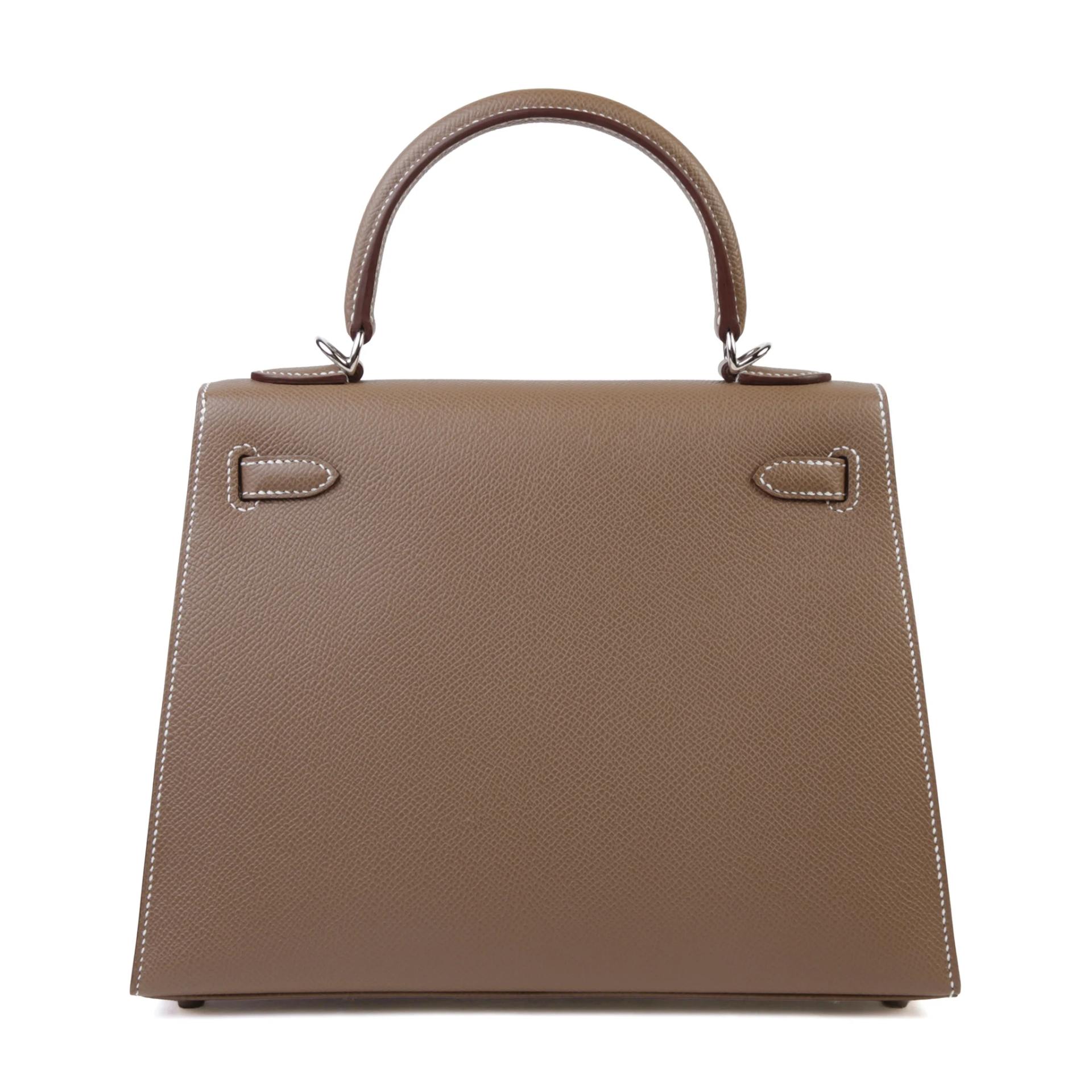 Brand New ( Rank N ) HERMÈS Kelly 25 Sellier Etoupe (18) Epsom Palladium hardware K (2025) - 2