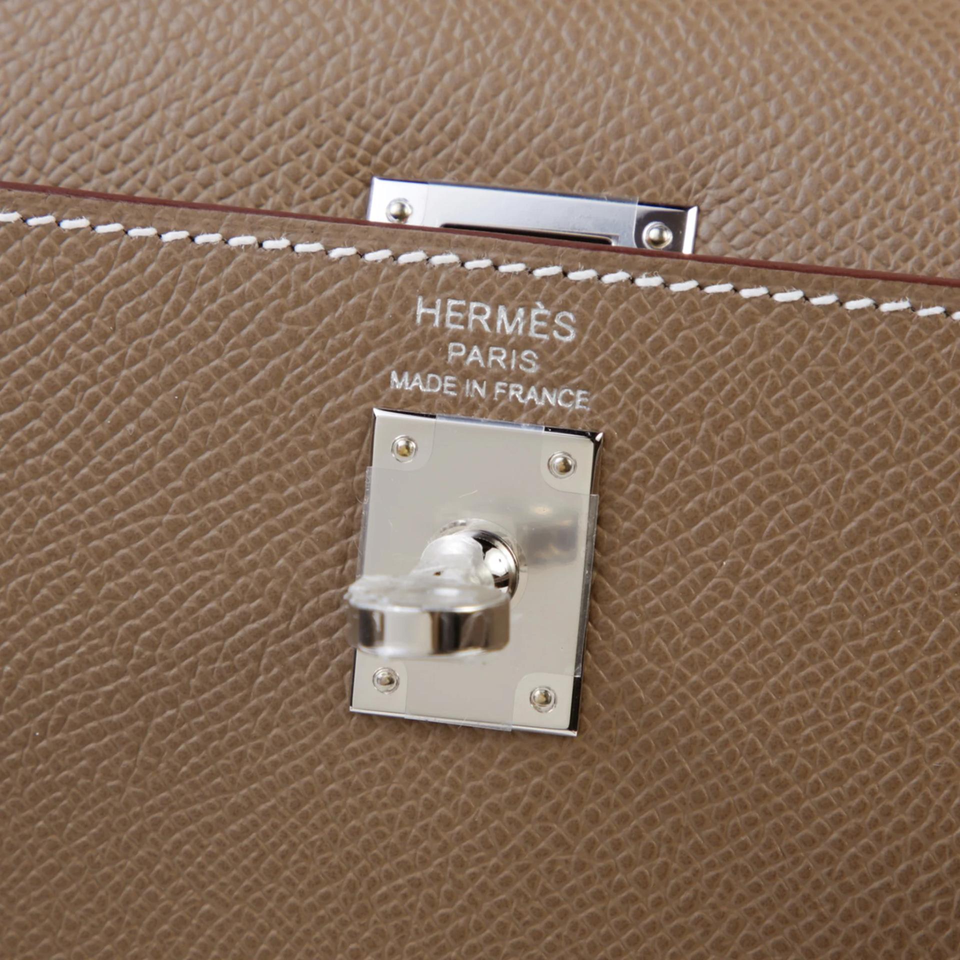Brand New ( Rank N ) HERMÈS Kelly 25 Sellier Etoupe (18) Epsom Palladium hardware K (2025) - 9