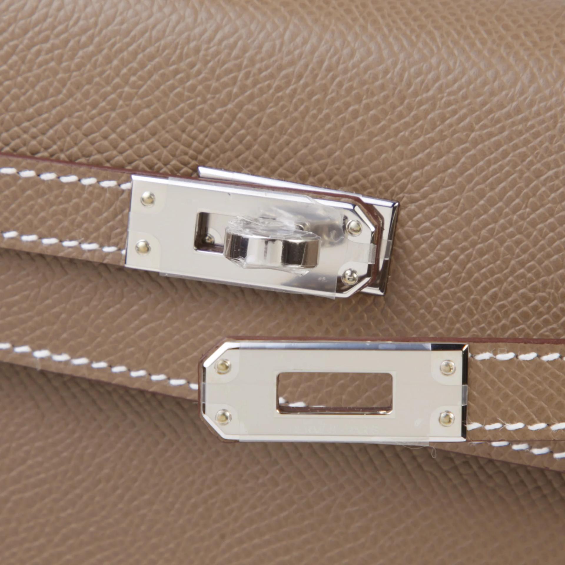 Brand New ( Rank N ) HERMÈS Kelly 25 Sellier Etoupe (18) Epsom Palladium hardware K (2025) - 8