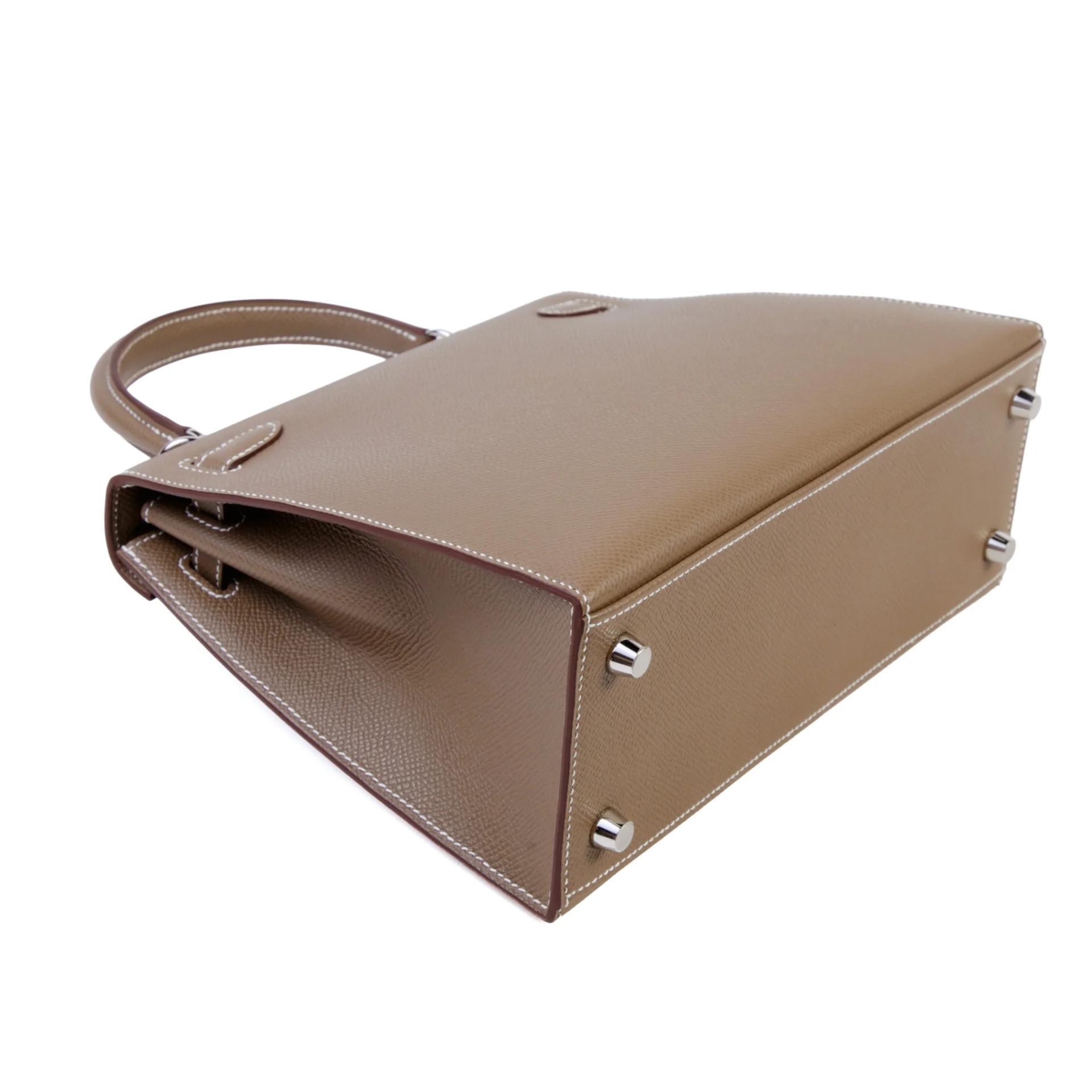 Brand New ( Rank N ) HERMÈS Kelly 25 Sellier Etoupe (18) Epsom Palladium hardware K (2025) - 6