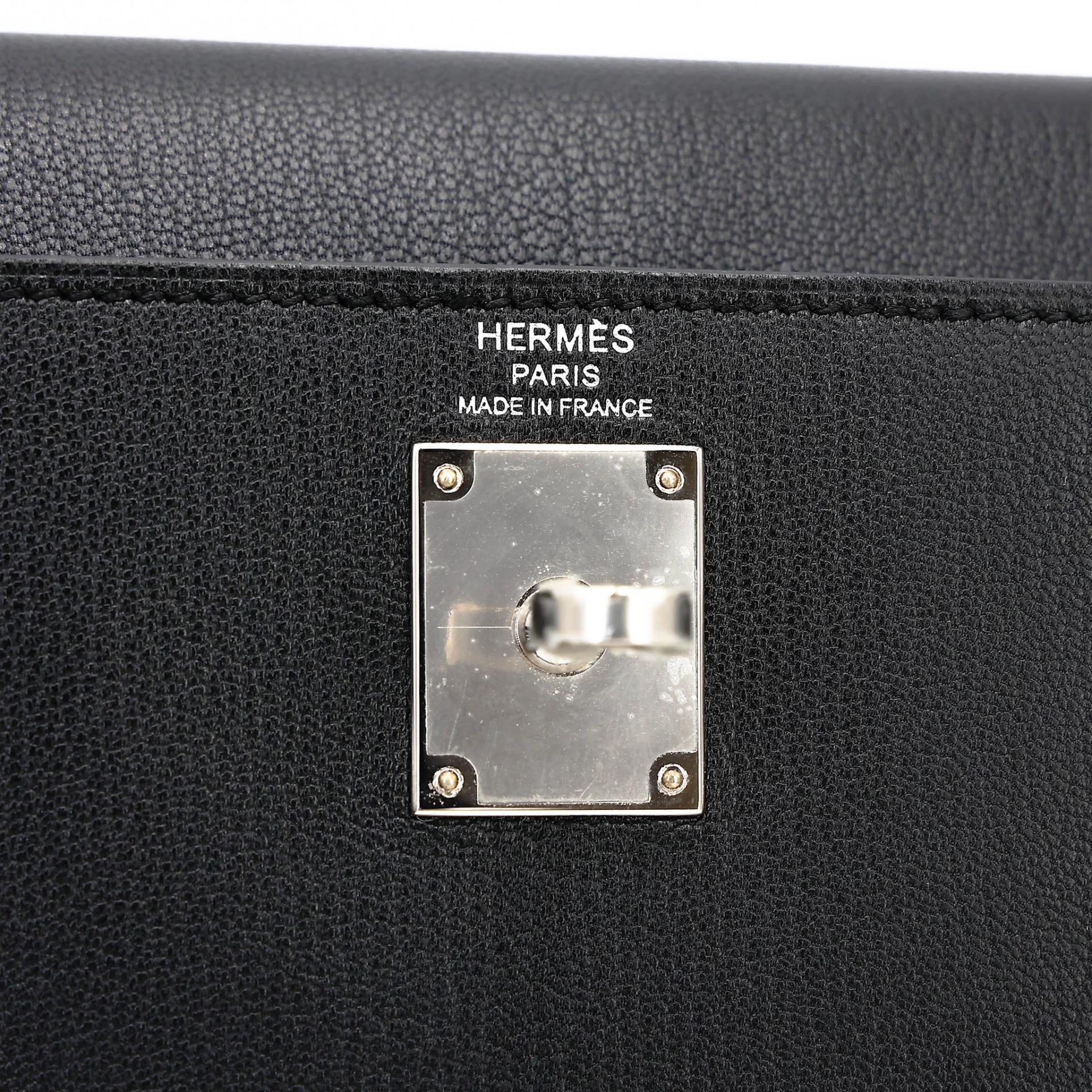 SA超美品 HERMÈS 愛馬仕 Kelly Elan 89 黑色 Noir (Black) Chamkila皮 銀扣 W刻 2024年 - 16