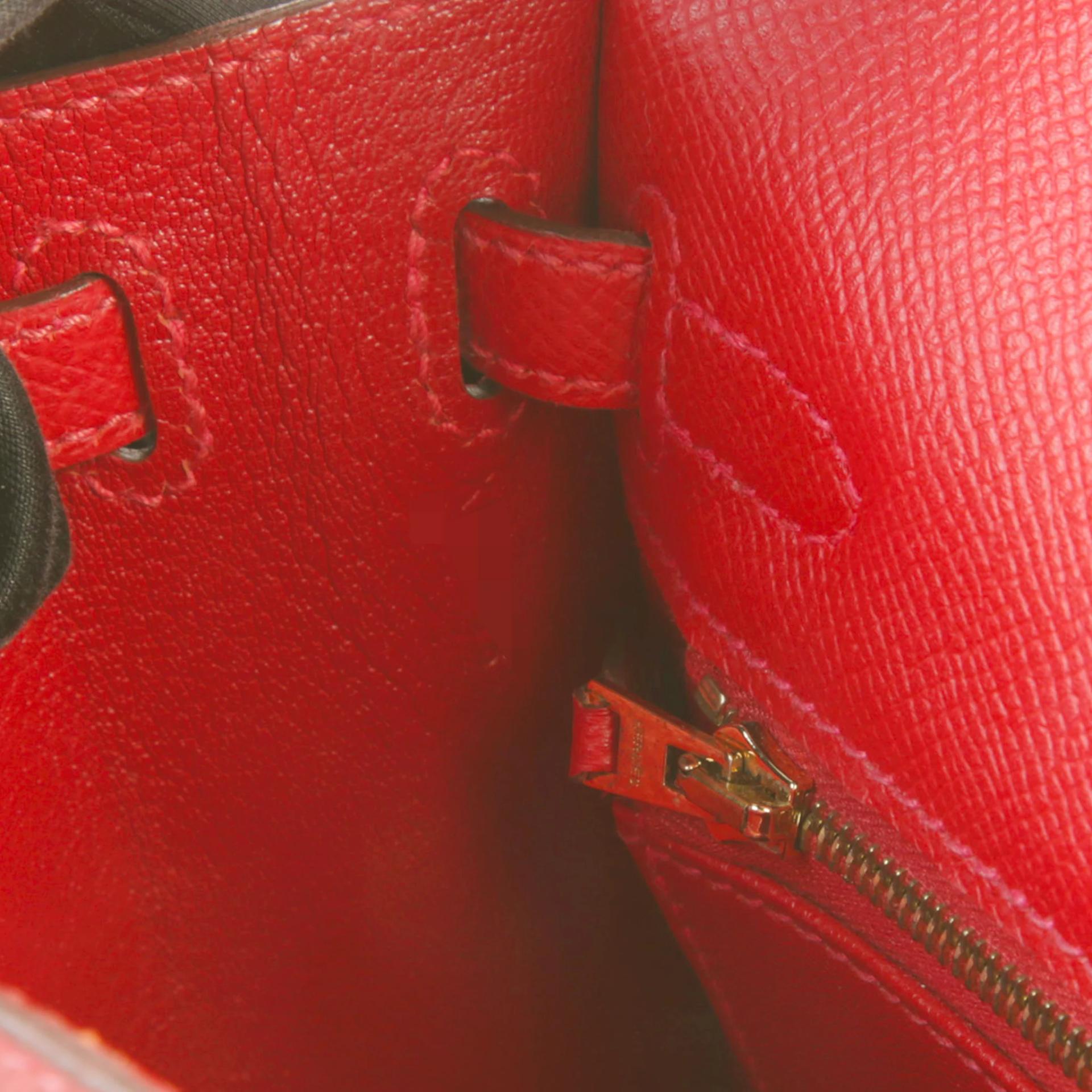 Very Good ( Rank A) HERMÈS Kelly 25 Sellier Rouge Casaque (Q5) Epsom Gold hardware X (2016) - 13