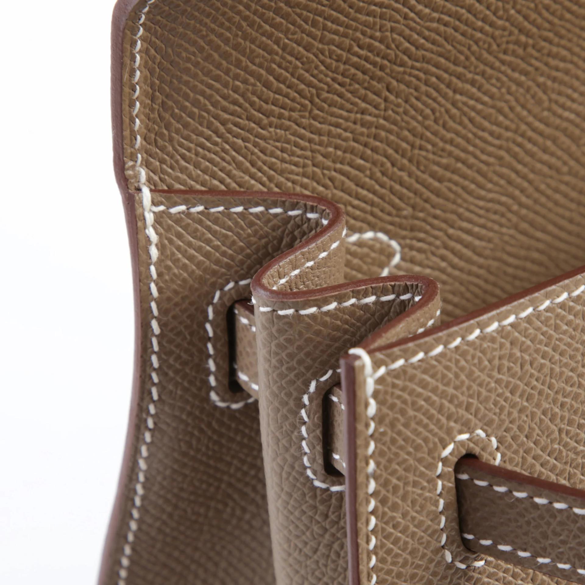 Brand New ( Rank N ) HERMÈS Kelly 25 Sellier Etoupe (18) Epsom Palladium hardware K (2025) - 11