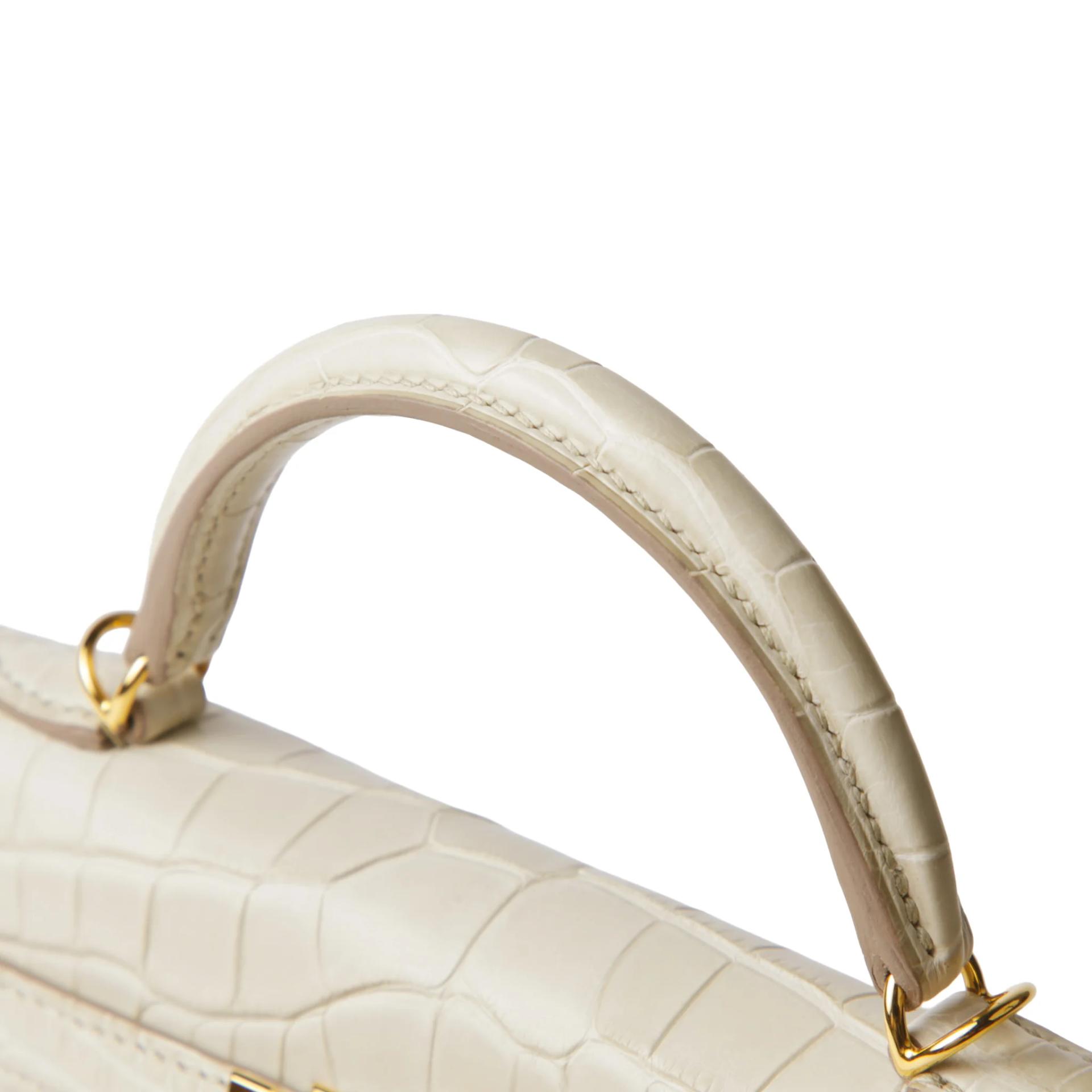 Unused ( Rank NS ) HERMÈS Mini Kelly II Beton (8L) Matte Alligator Gold hardware U (2022) - 3