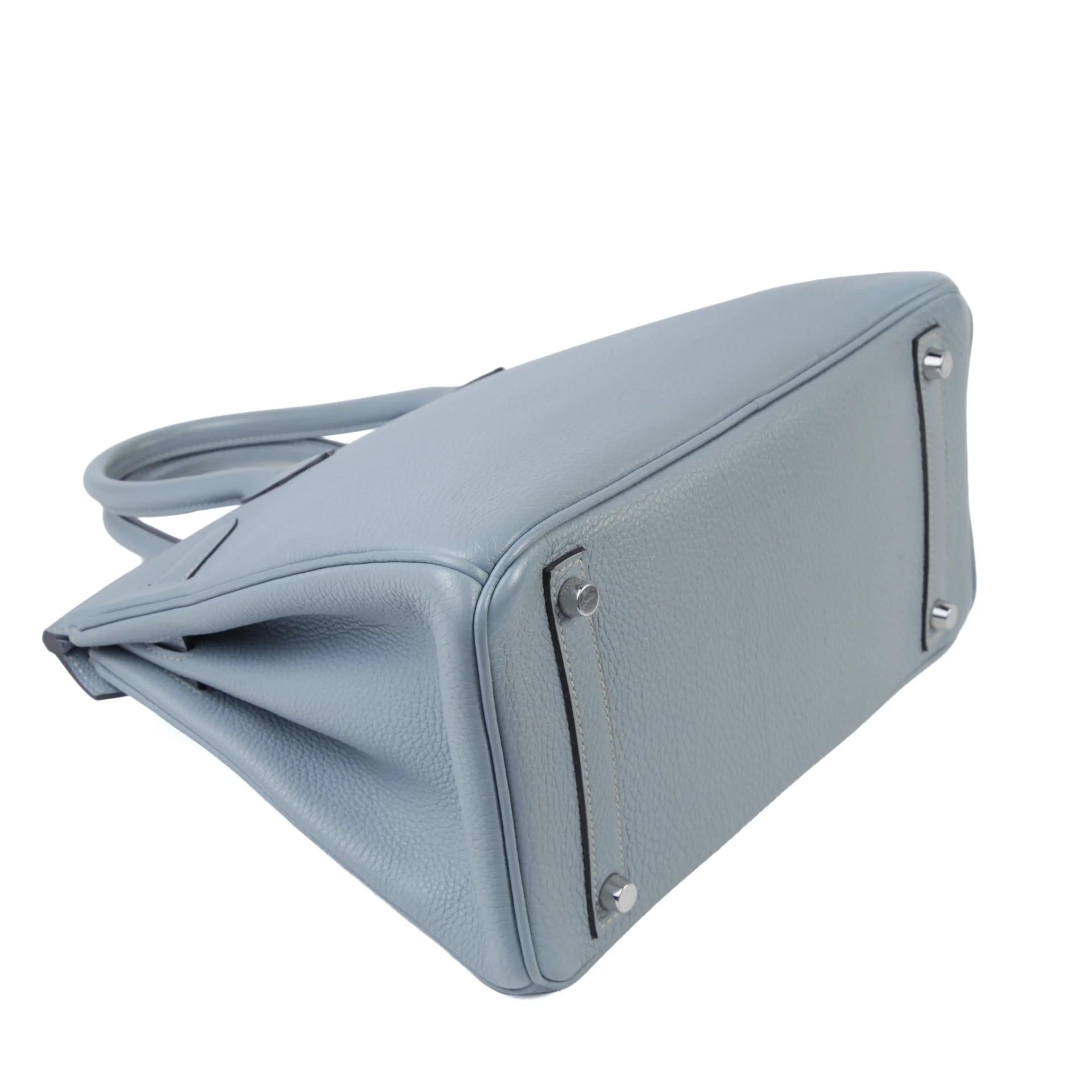 Very Good ( Rank A) HERMÈS Birkin 30 Bleu Lin (J7) Togo Palladium hardware Square N (2010) - 6