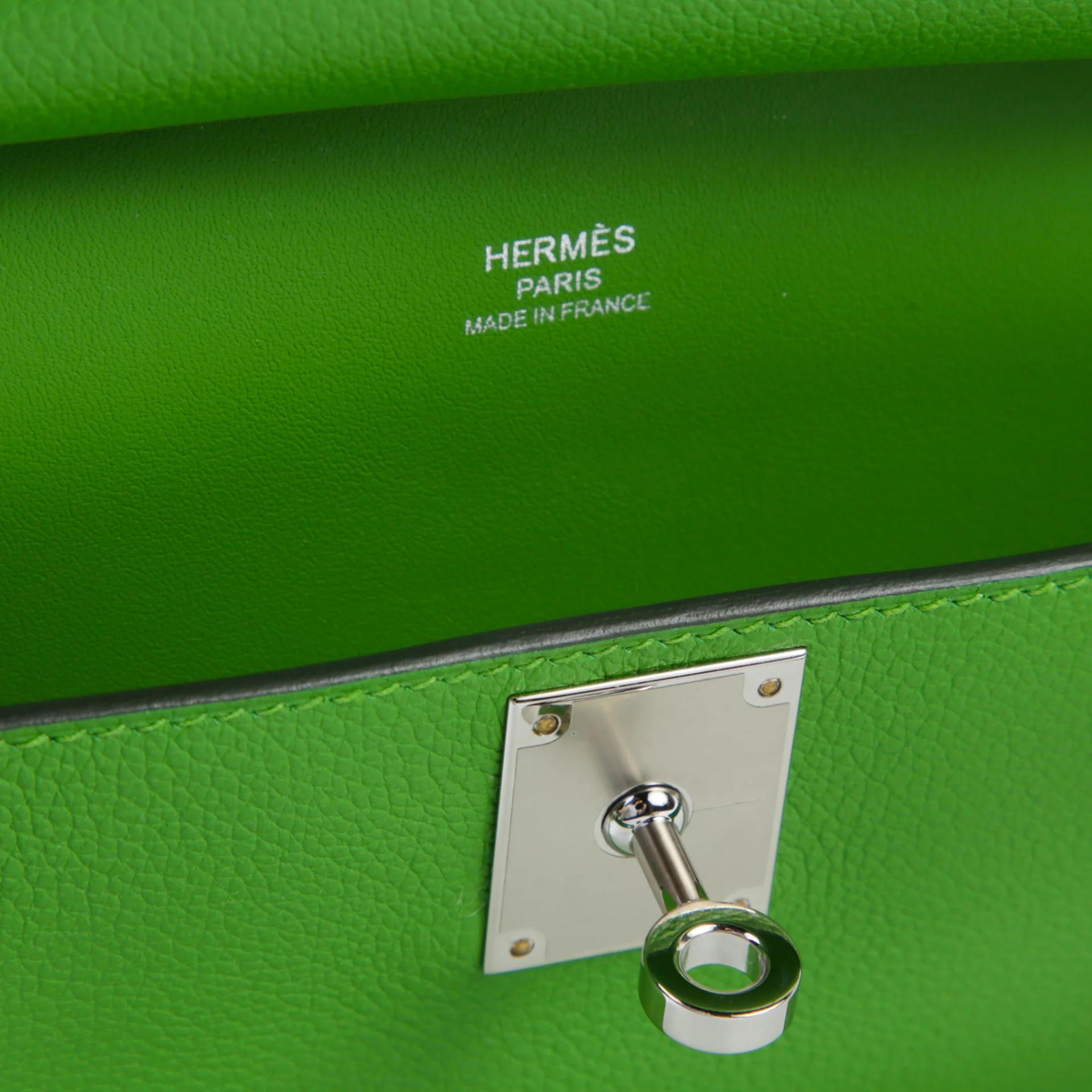 Unused ( Rank NS ) HERMÈS Jypsiere Mini Vert Yucca (A8) Evercolor Palladium hardware W (2024) - 9
