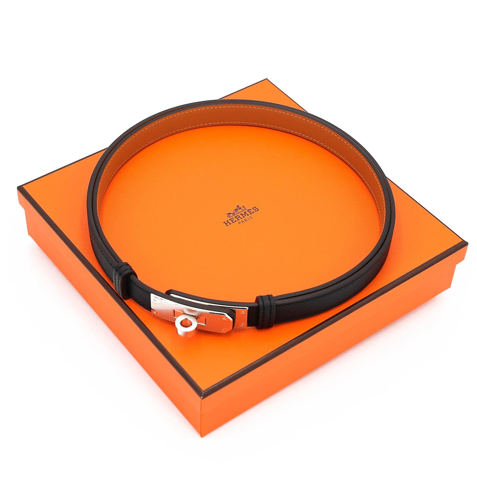 Brand New ( Rank N ) HERMÈS Kelly belt Noir (89) Epsom Palladium hardware G (2026) - 3