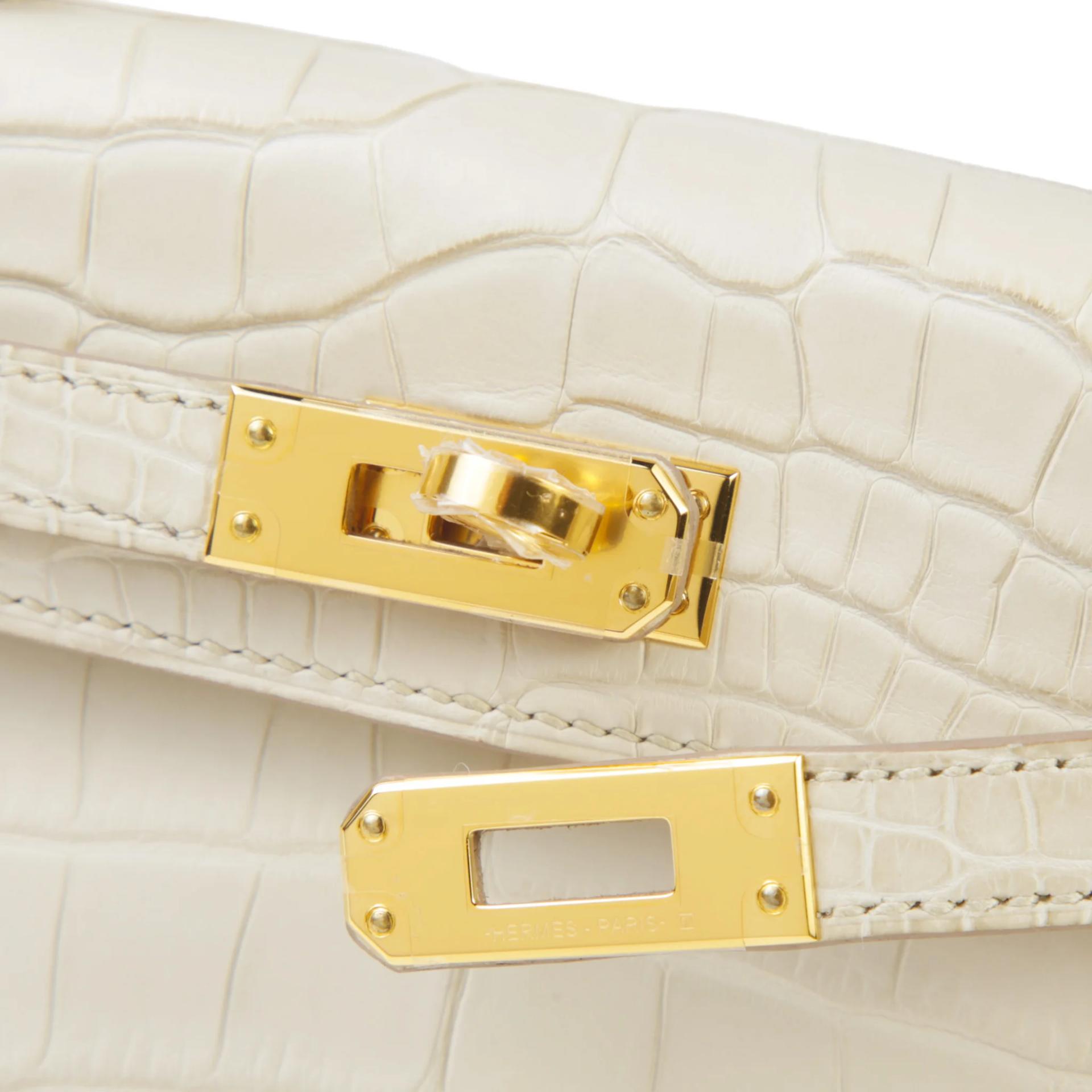 Unused ( Rank NS ) HERMÈS Mini Kelly II Beton (8L) Matte Alligator Gold hardware U (2022) - 8