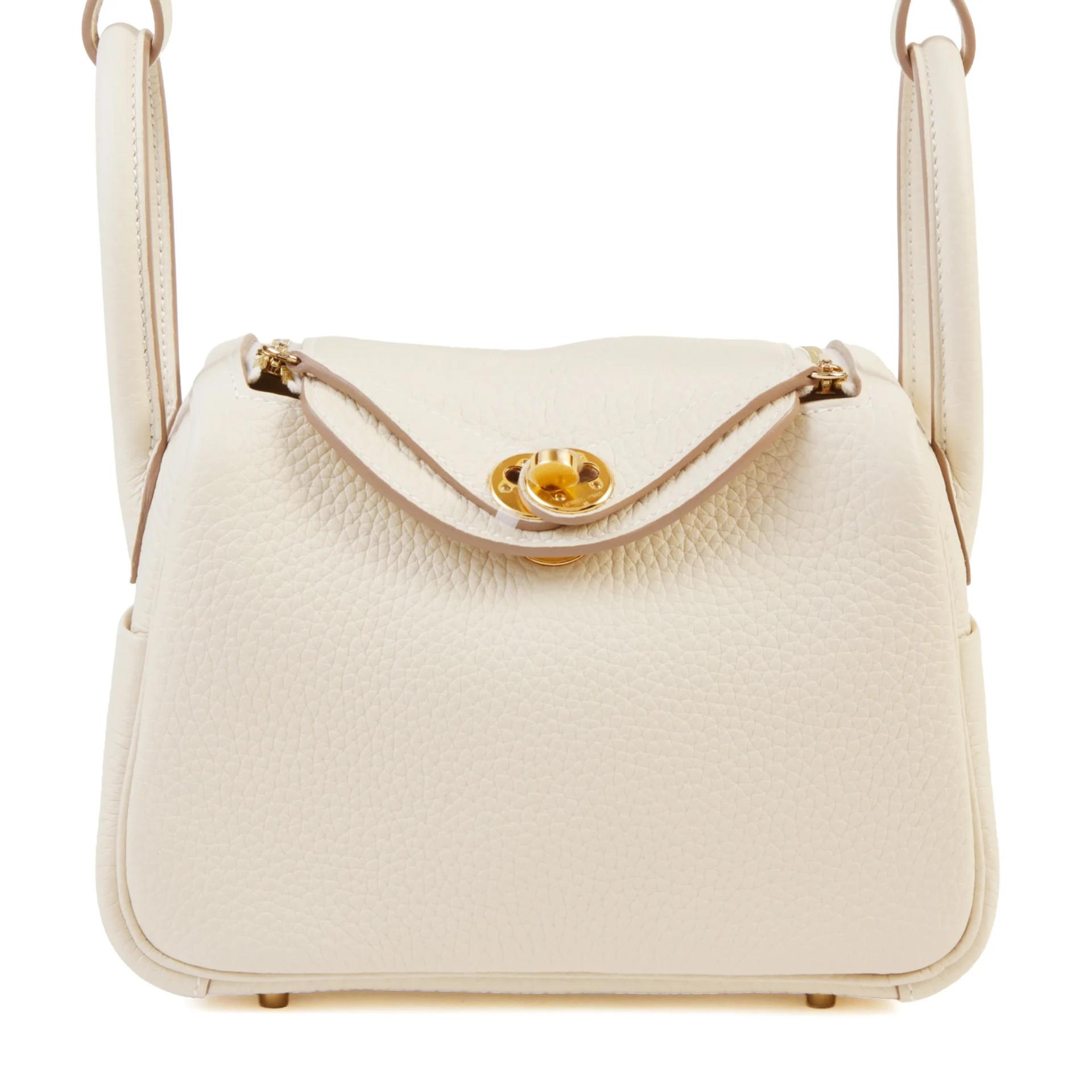 Brand New ( Rank N ) HERMÈS Mini Lindy II Craie (10) Clemence Gold hardware G (2026) - 1