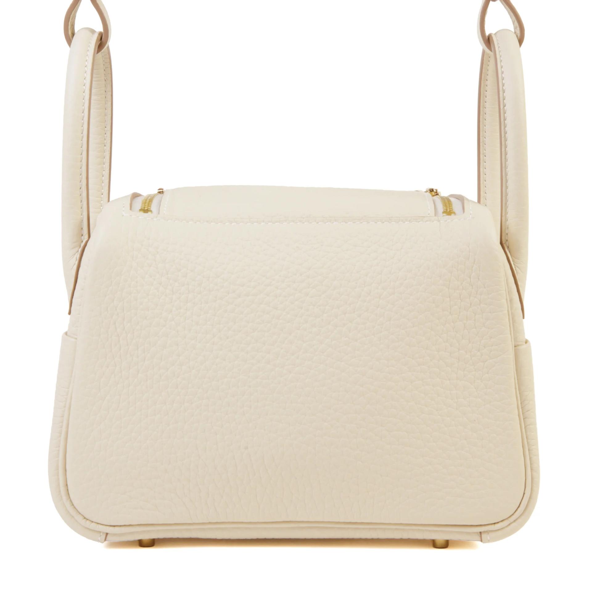 Brand New ( Rank N ) HERMÈS Mini Lindy II Craie (10) Clemence Gold hardware G (2026) - 2