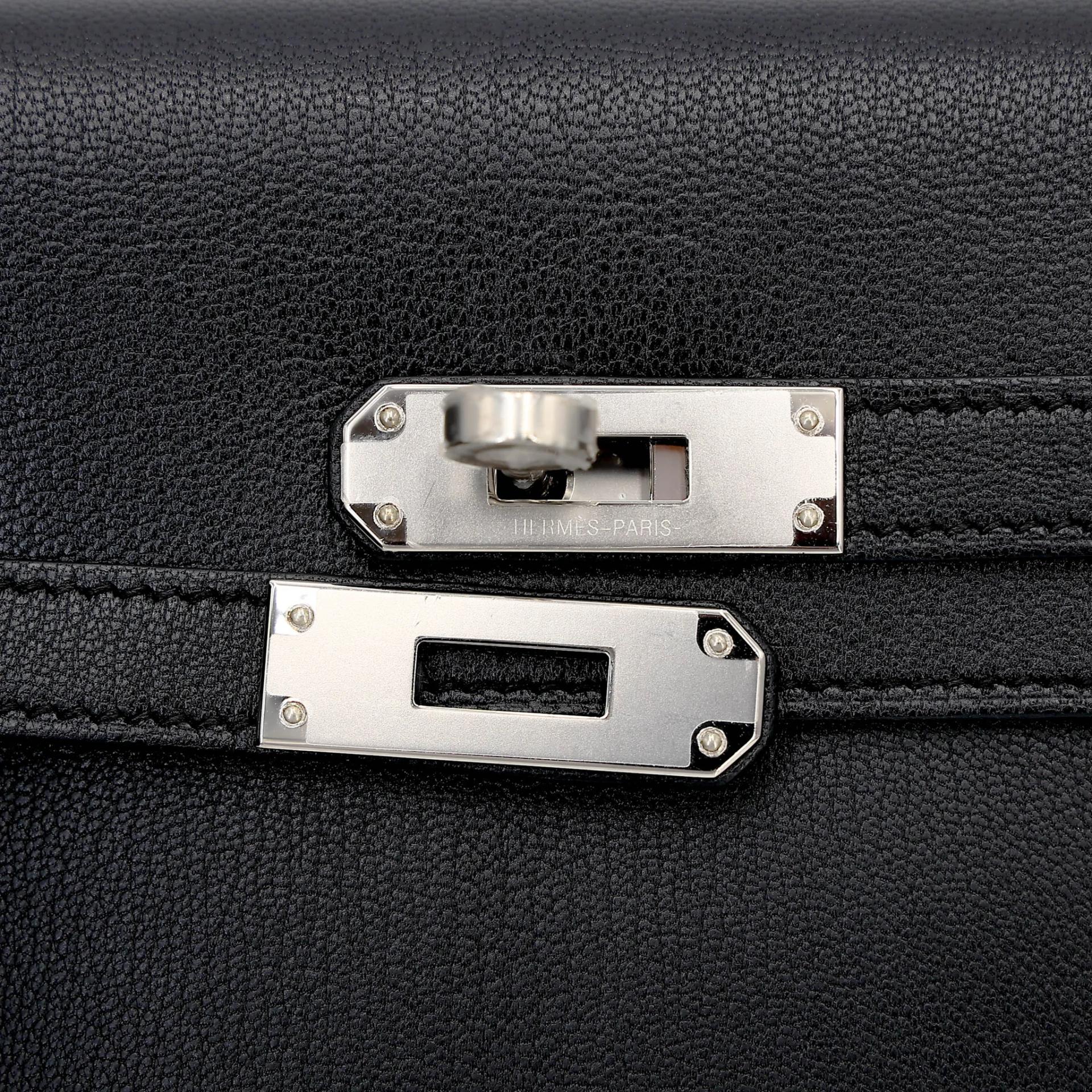 SA超美品 HERMÈS 愛馬仕 Kelly Elan 89 黑色 Noir (Black) Chamkila皮 銀扣 W刻 2024年 - 12