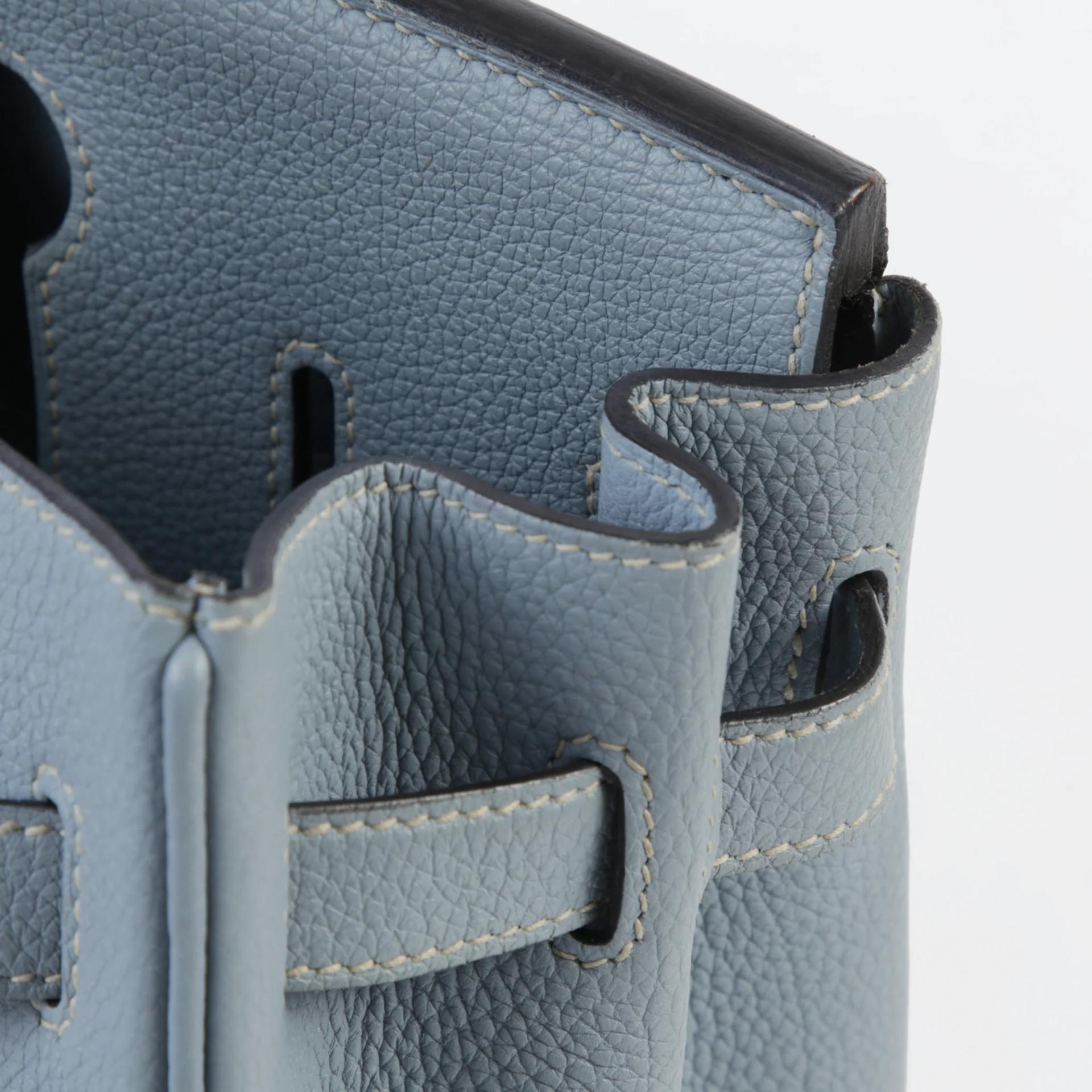 Very Good ( Rank A) HERMÈS Birkin 30 Bleu Lin (J7) Togo Palladium hardware Square N (2010) - 13