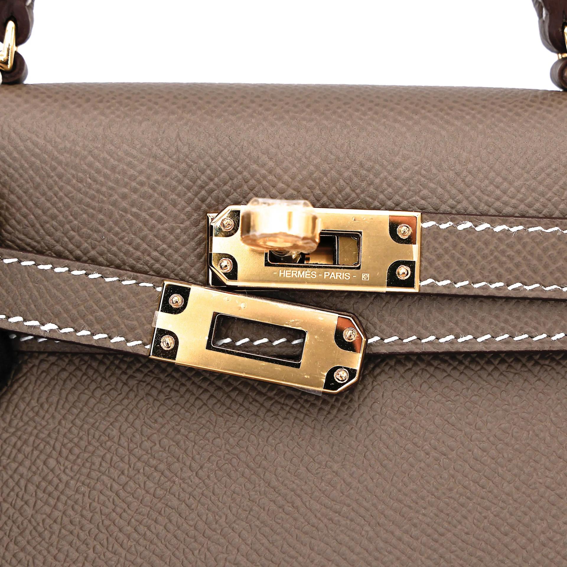 全新 HERMÈS 愛馬仕 Mini Kelly 二代 18 大象灰 Etoupe Epsom牛皮 金扣 G刻 2026年 - 8