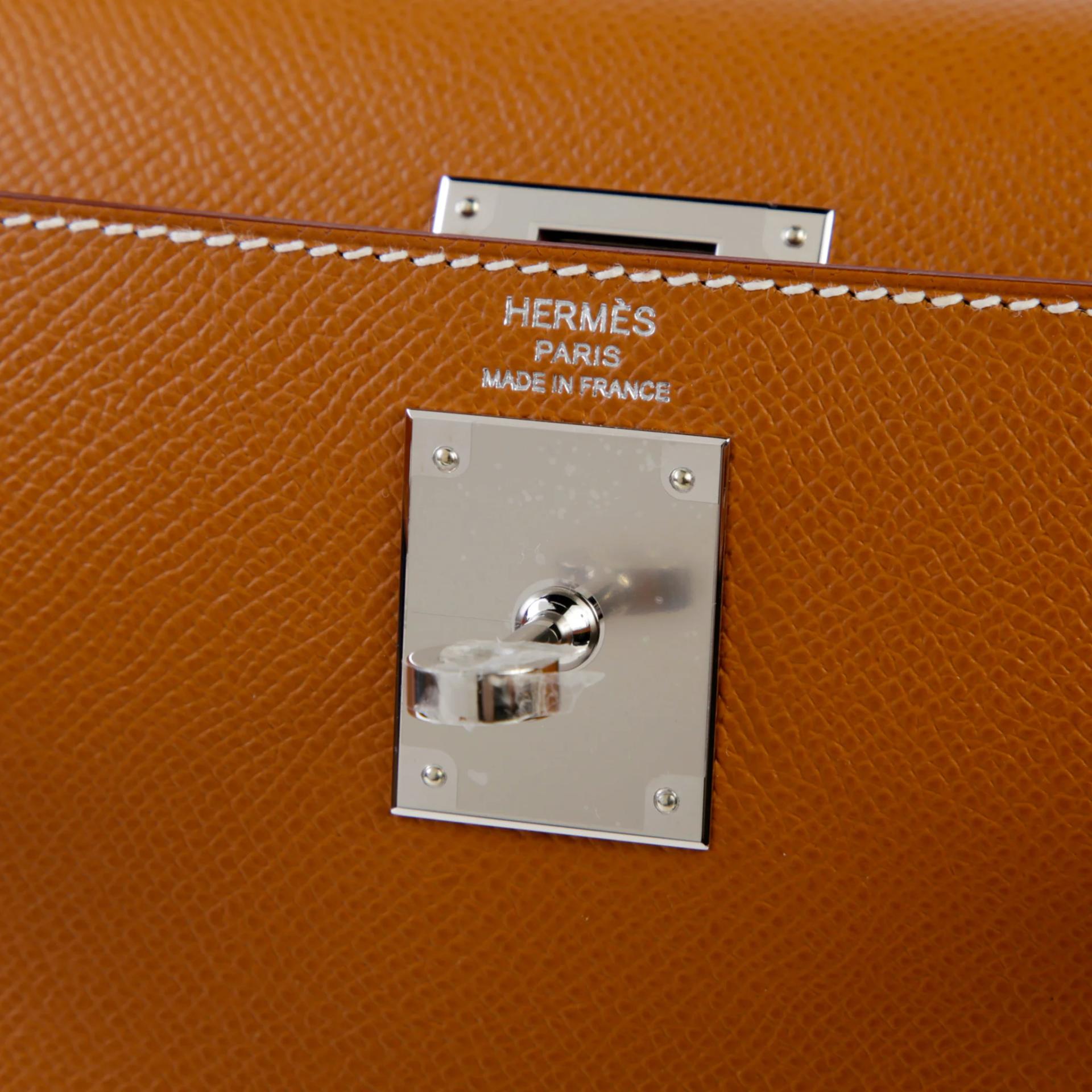 全新 HERMÈS 愛馬仕 Kelly 28 外縫 37 金棕色 Gold Epsom牛皮 銀扣 K刻 2025年 - 9