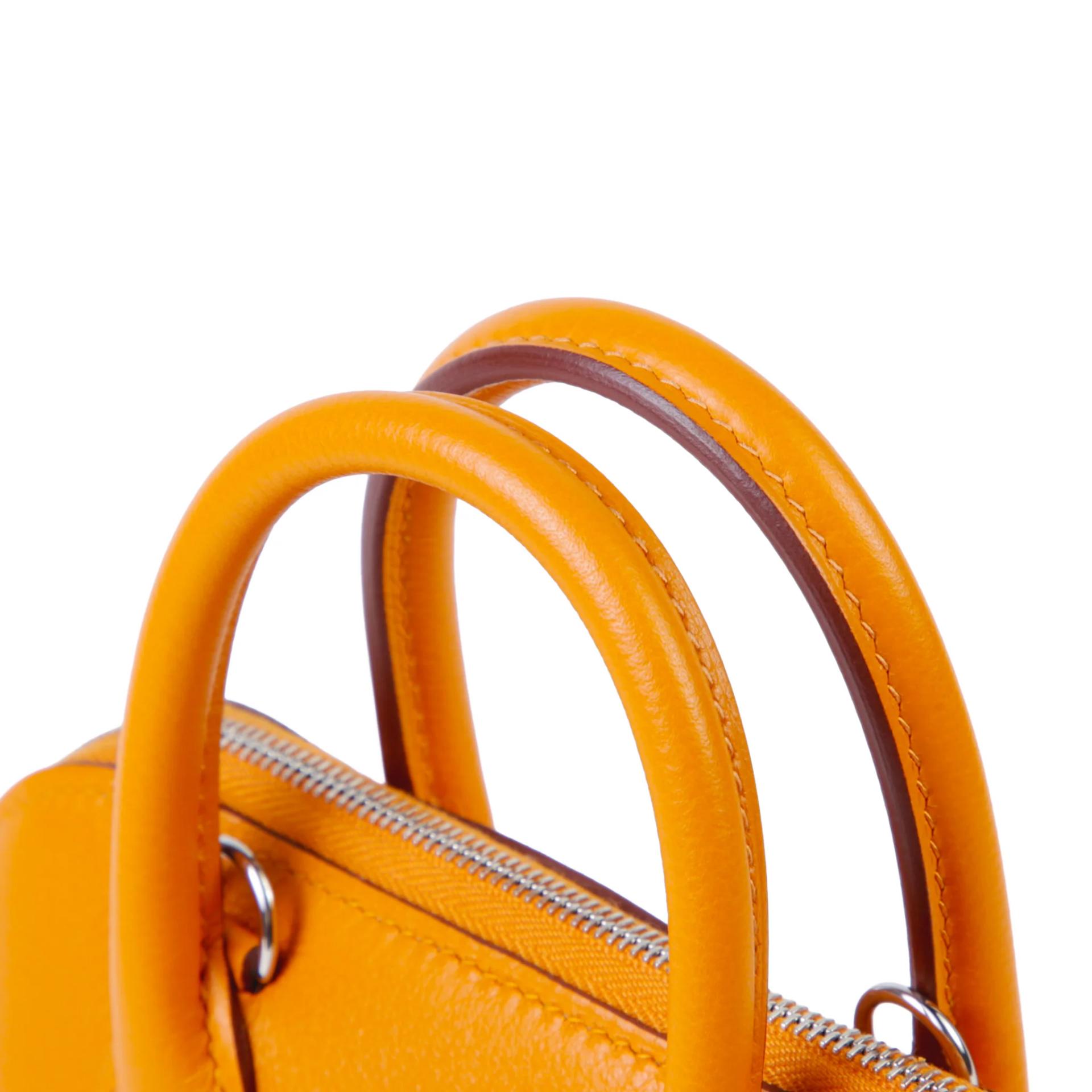未使用保存品 HERMÈS 愛馬仕 Mini Bolide 1923 I9 杏黃色 Apricot Evercolor皮 銀扣 K刻 2025年 - 3