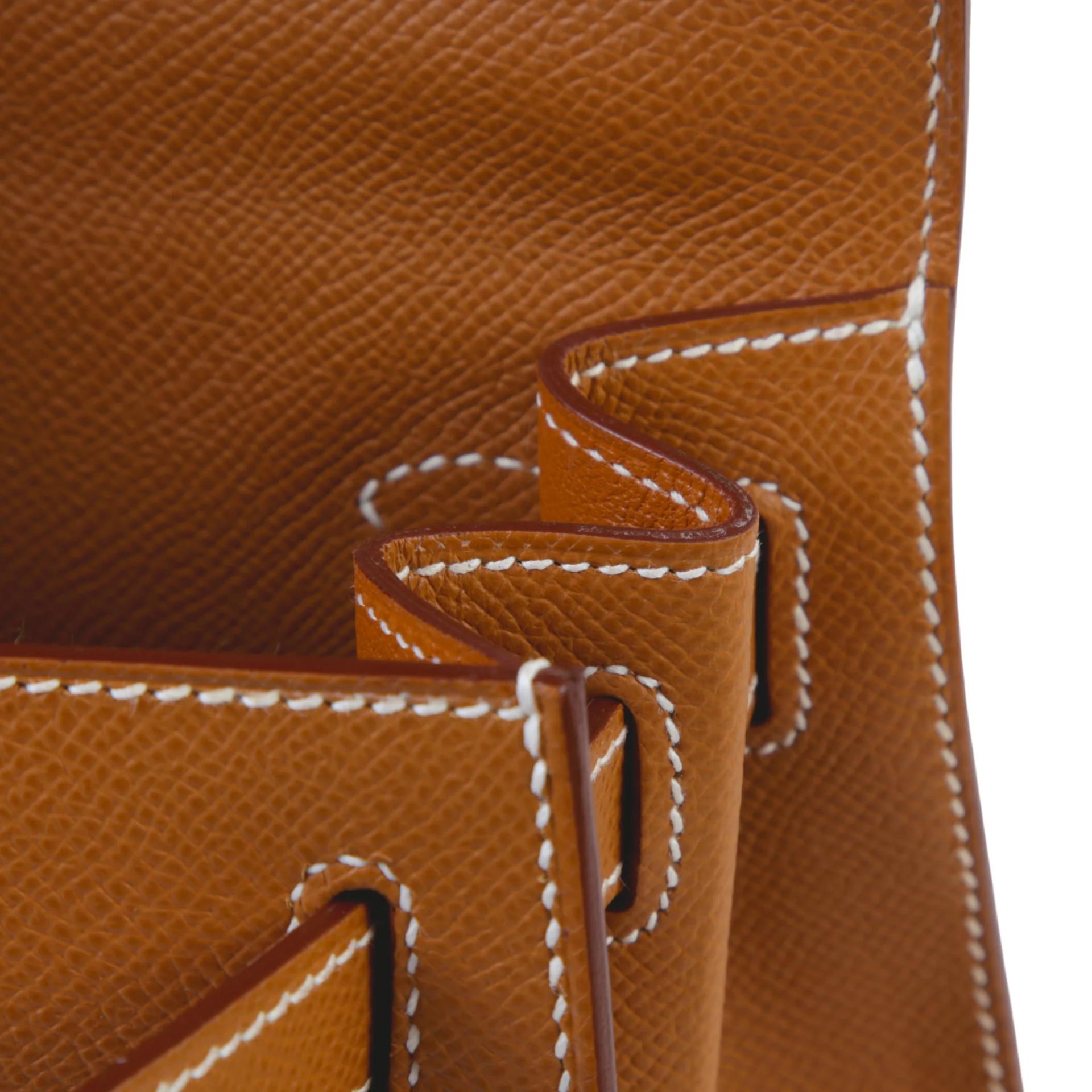 全新 HERMÈS 愛馬仕 Kelly 28 外縫 37 金棕色 Gold Epsom牛皮 銀扣 K刻 2025年 - 11