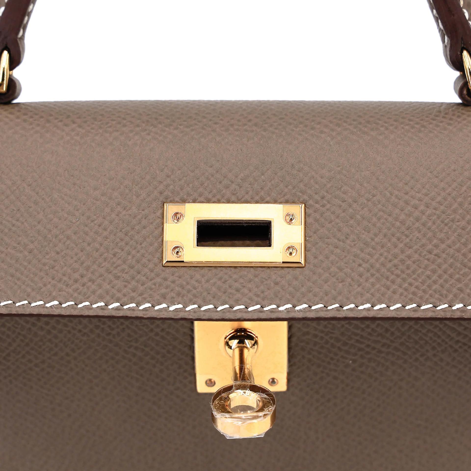 全新 HERMÈS 愛馬仕 Mini Kelly 二代 18 大象灰 Etoupe Epsom牛皮 金扣 G刻 2026年 - 10