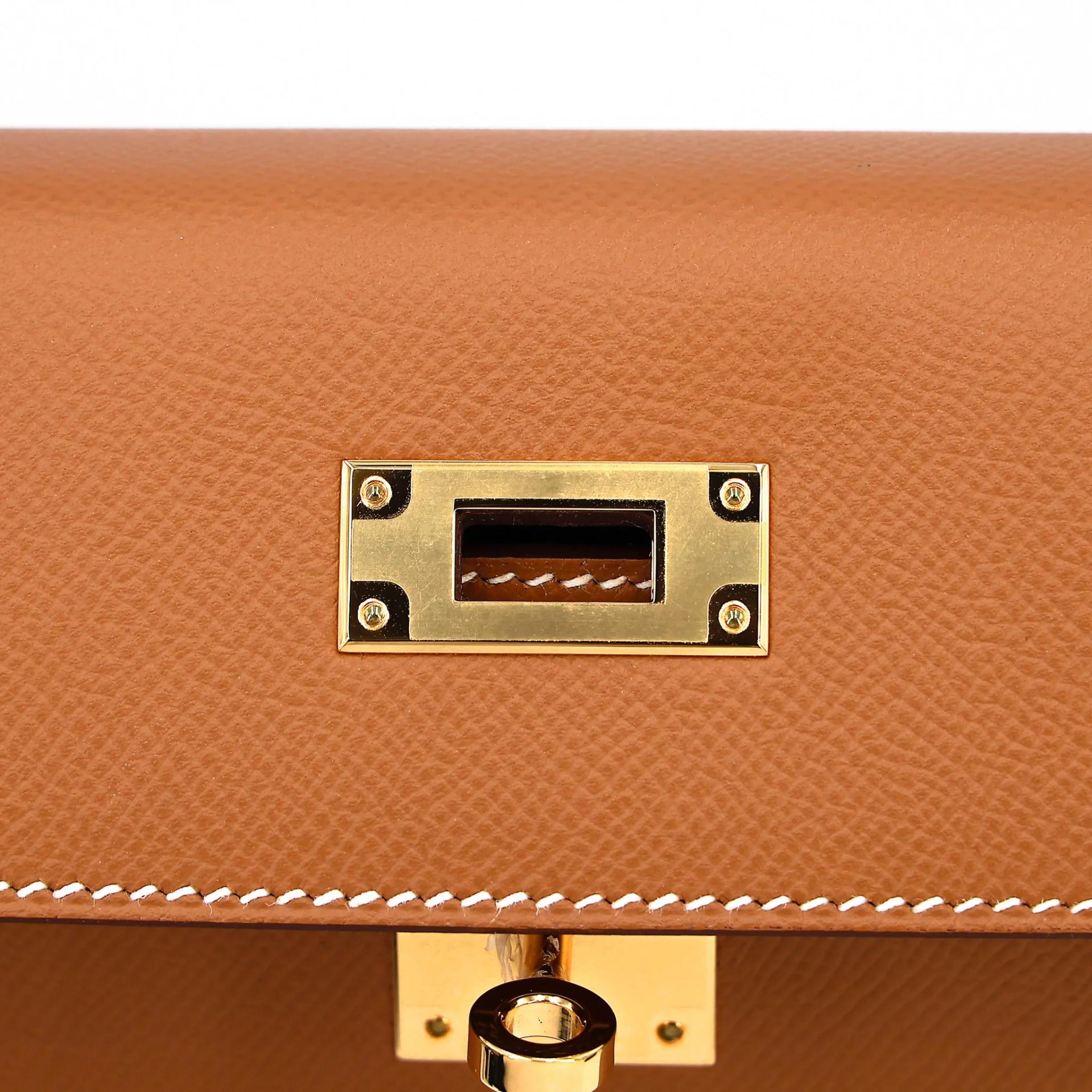 未使用保存品 HERMÈS 愛馬仕 Kelly 28 外縫 37 金棕色 Gold Epsom牛皮 金扣 Y刻 2020年 - 15