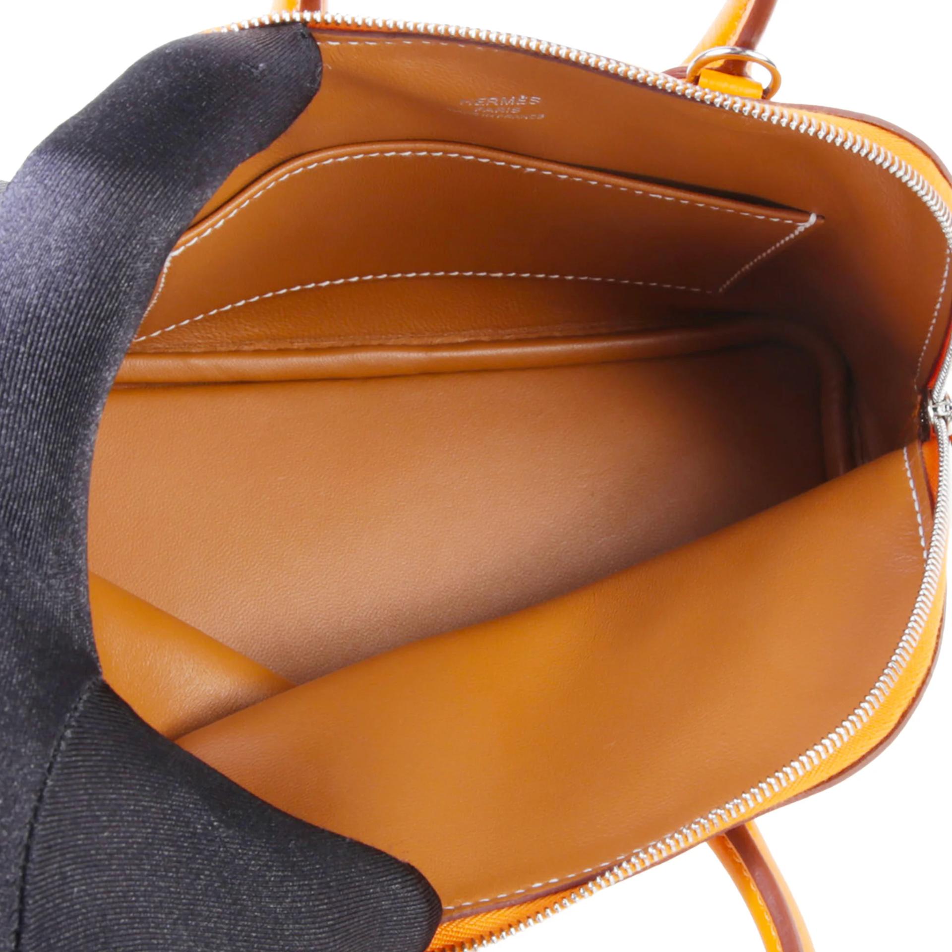 未使用保存品 HERMÈS 愛馬仕 Mini Bolide 1923 I9 杏黃色 Apricot Evercolor皮 銀扣 K刻 2025年 - 10