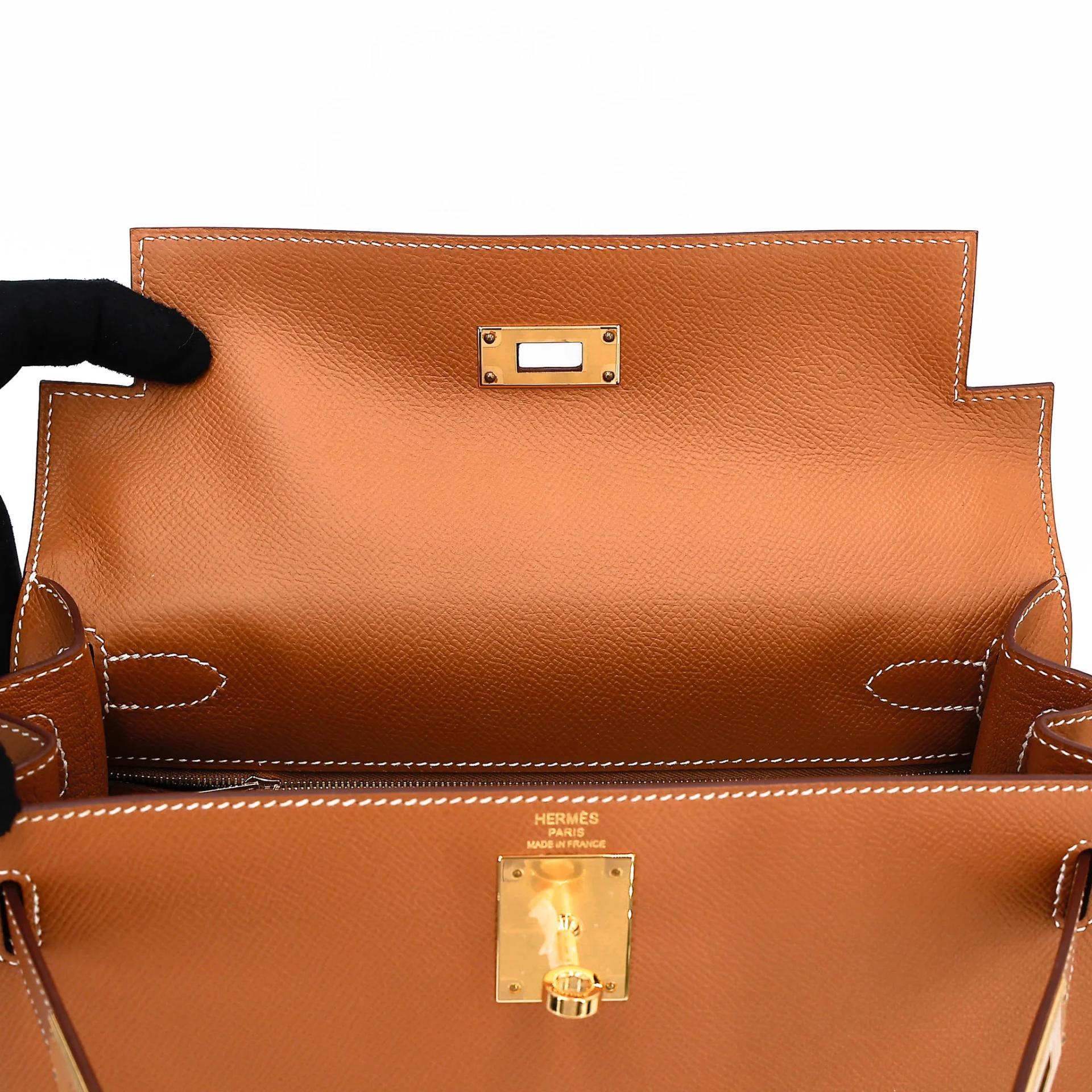 未使用保存品 HERMÈS 愛馬仕 Kelly 28 外縫 37 金棕色 Gold Epsom牛皮 金扣 Y刻 2020年 - 17