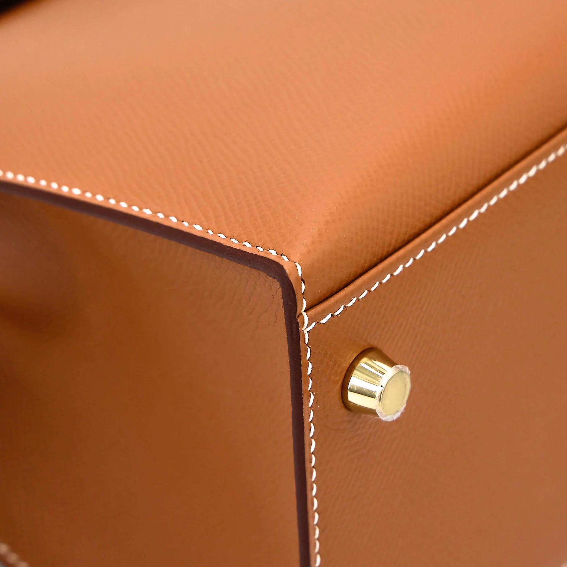 未使用保存品 HERMÈS 愛馬仕 Kelly 28 外縫 37 金棕色 Gold Epsom牛皮 金扣 Y刻 2020年 - 9