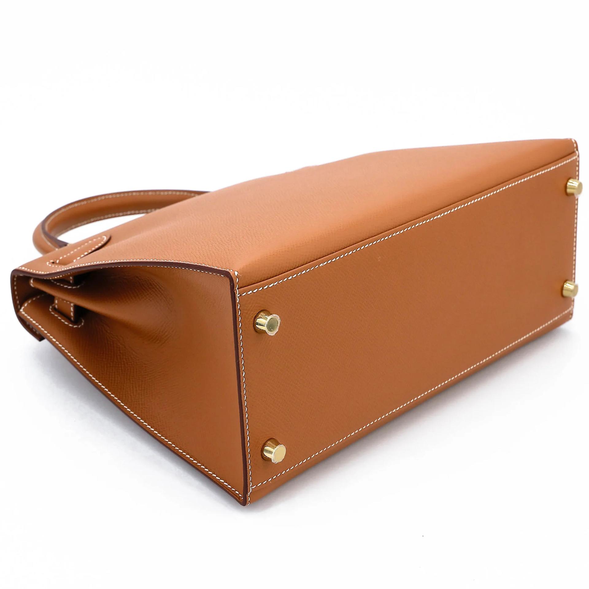 未使用保存品 HERMÈS 愛馬仕 Kelly 28 外縫 37 金棕色 Gold Epsom牛皮 金扣 Y刻 2020年 - 7