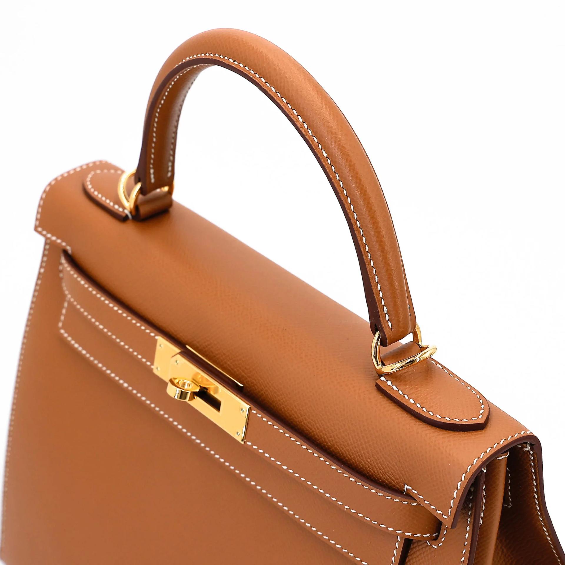 未使用保存品 HERMÈS 愛馬仕 Kelly 28 外縫 37 金棕色 Gold Epsom牛皮 金扣 Y刻 2020年 - 3