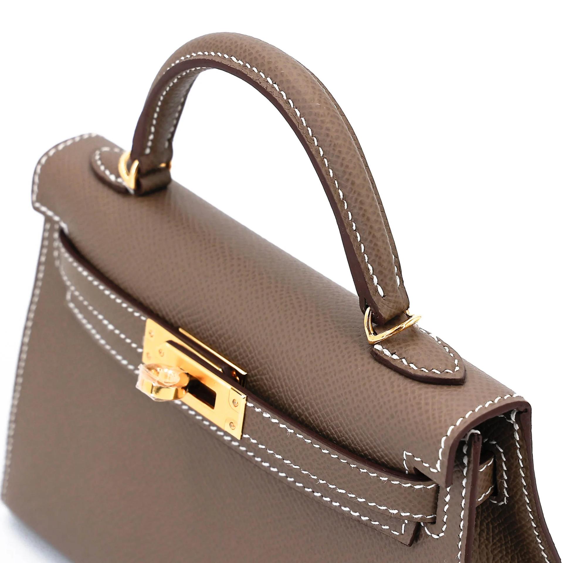 全新 HERMÈS 愛馬仕 Mini Kelly 二代 18 大象灰 Etoupe Epsom牛皮 金扣 G刻 2026年 - 3