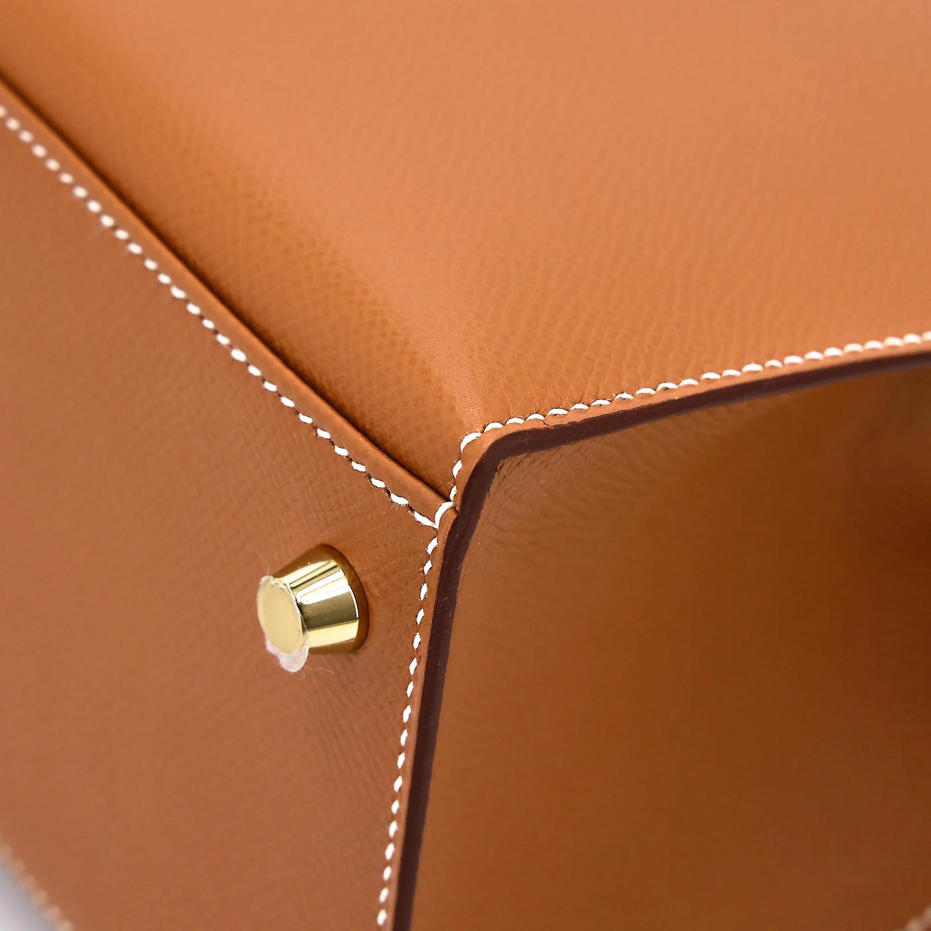 未使用保存品 HERMÈS 愛馬仕 Kelly 28 外縫 37 金棕色 Gold Epsom牛皮 金扣 Y刻 2020年 - 10