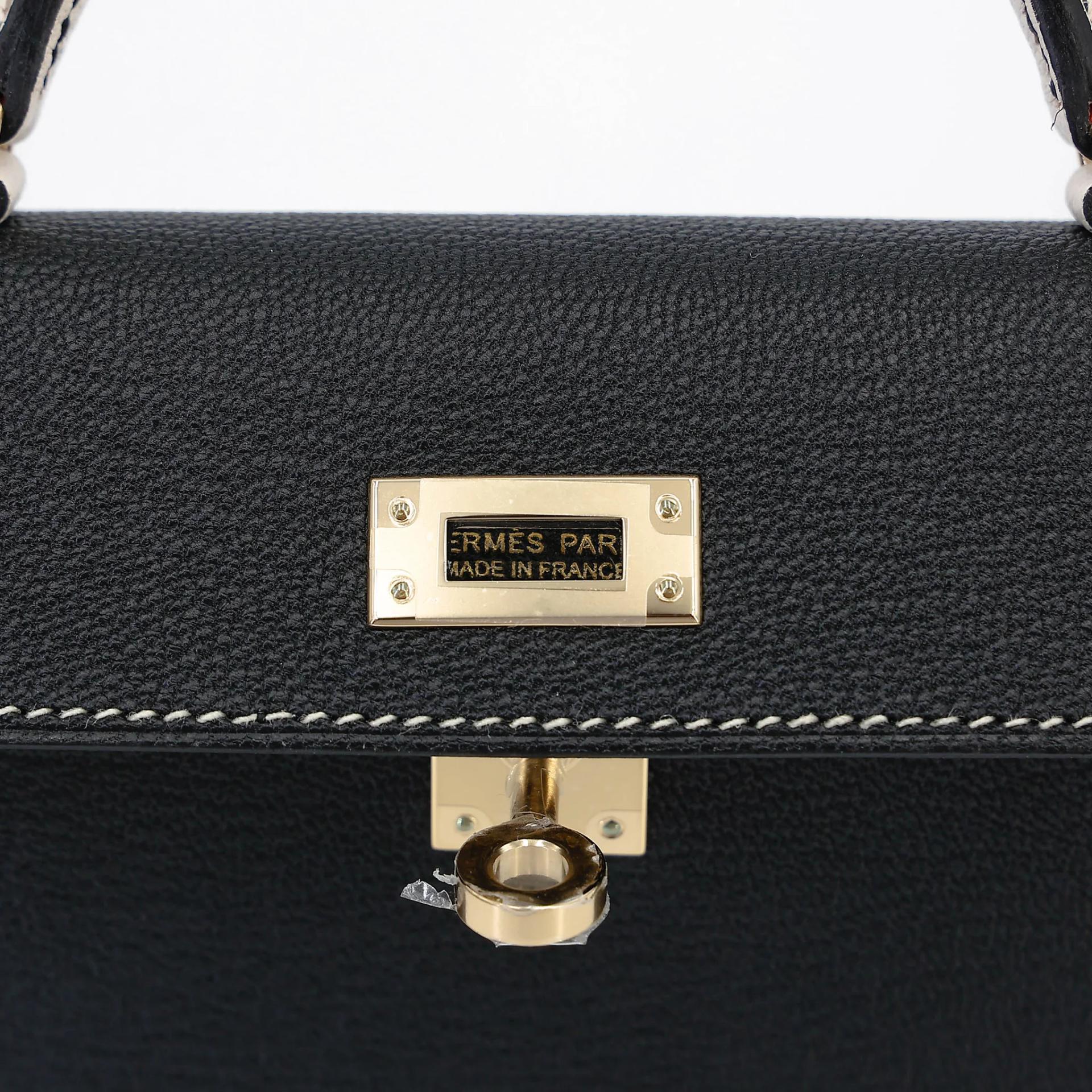 全新 HERMÈS 愛馬仕 馬蹄印定制 Mini Kelly 二代 HSS 89 黑色 Noir (Black) I2 奶油白 Nata Chevre Mysore山羊皮 香檳金扣 K刻 2025年 - 10