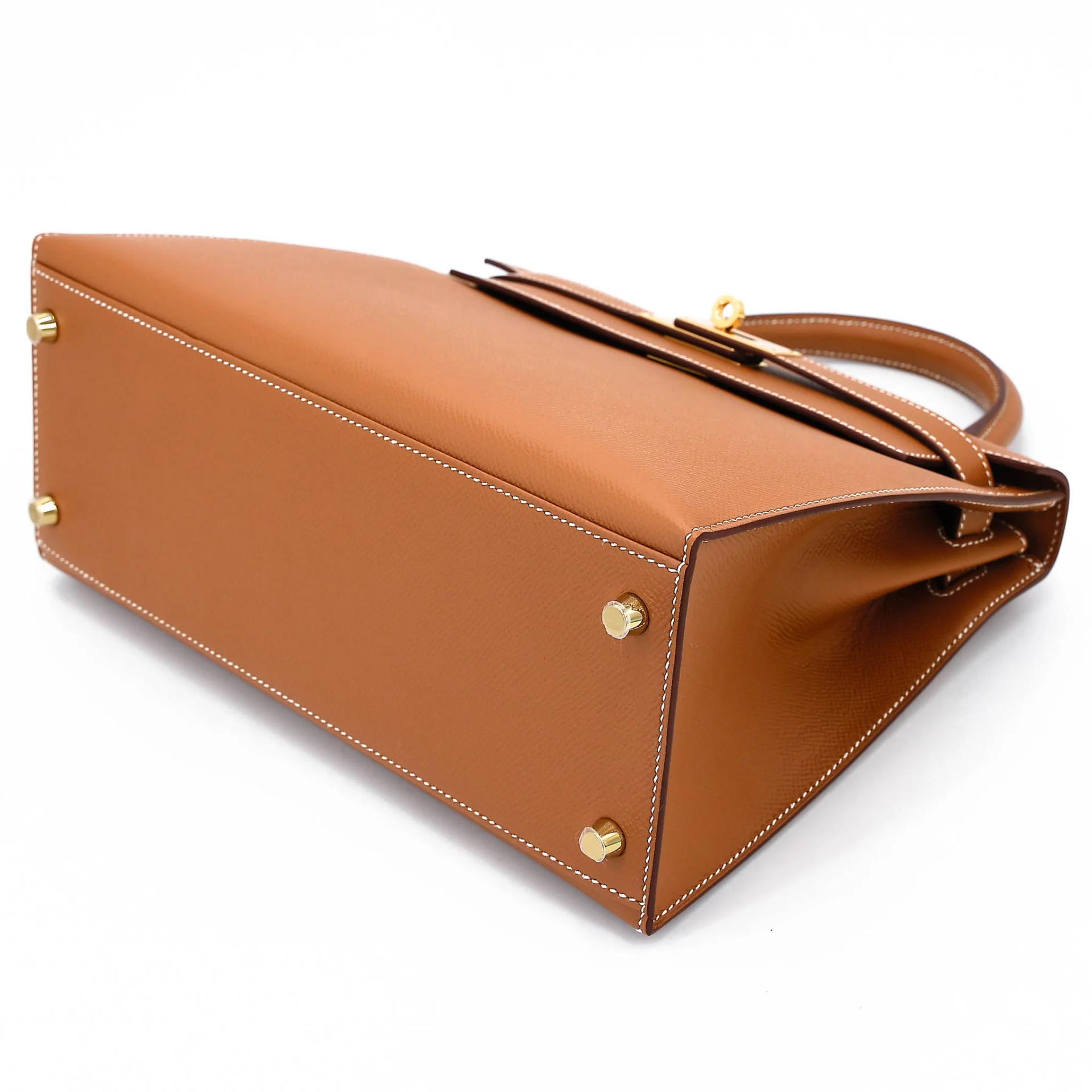 未使用保存品 HERMÈS 愛馬仕 Kelly 28 外縫 37 金棕色 Gold Epsom牛皮 金扣 Y刻 2020年 - 4